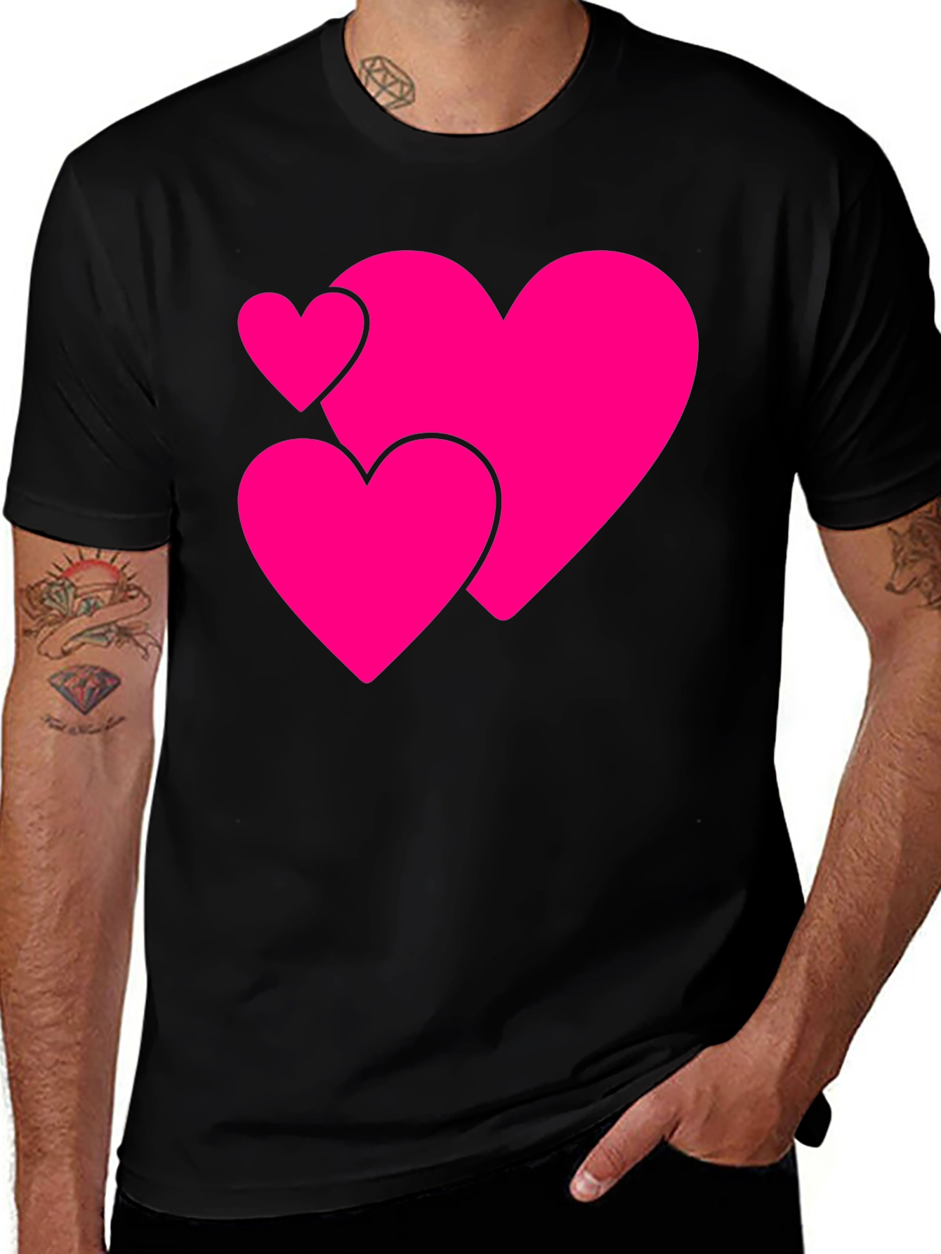 Variant 9 of Heart Graphic Black Tee - Casual Style