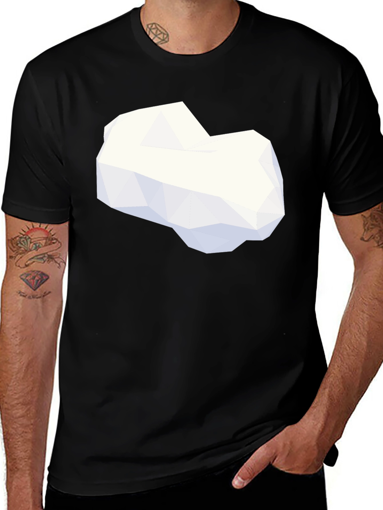 Variant 6 of Abstract Polygon Graphic Tee - Men's Black T-Shirt