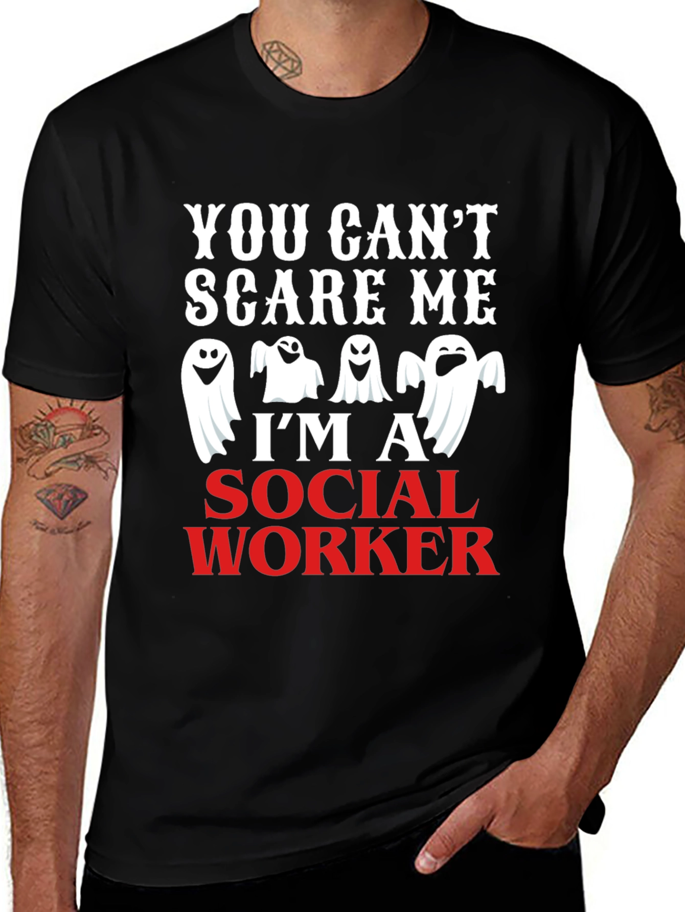 Variant 3 of Social Worker Halloween T-Shirt - You Can't Scare Me!