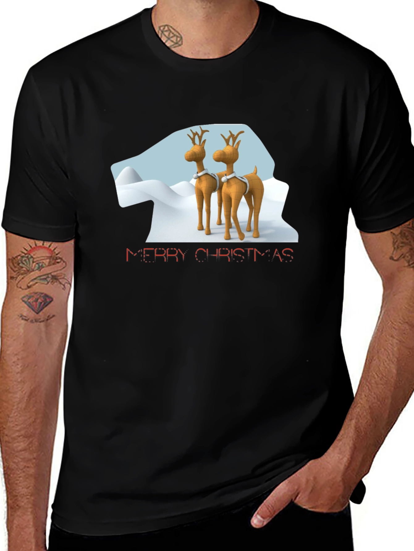 Merry Christmas Reindeer Graphic T-Shirt
