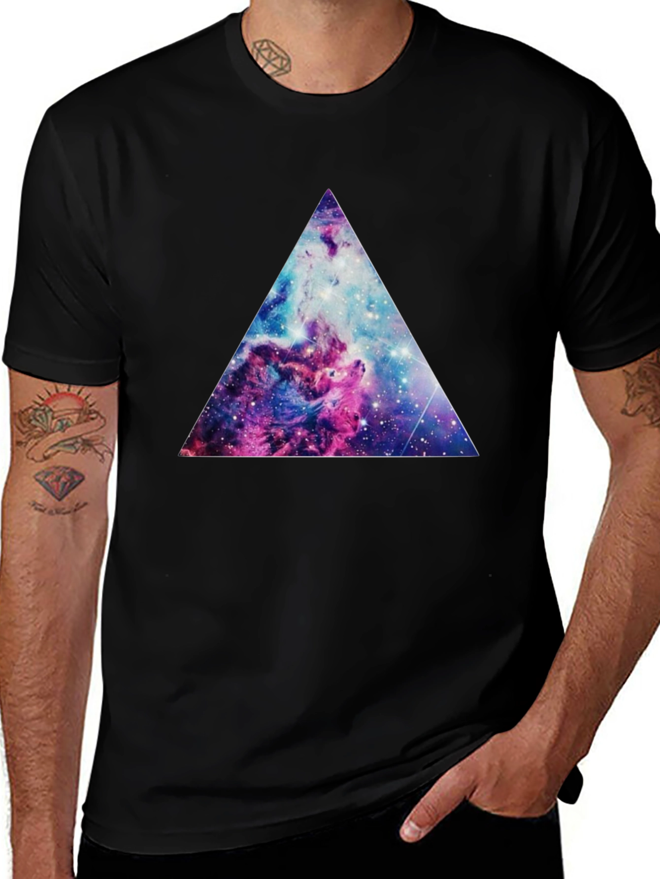 Variant 16 of Cosmic Triangle Graphic Tee - Black
