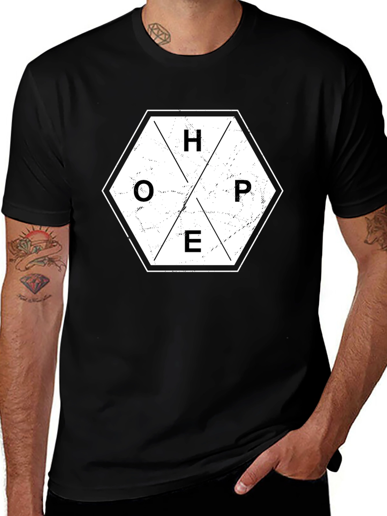 Variant 2 of HOPE Graphic Tee - Black Hexagon T-Shirt
