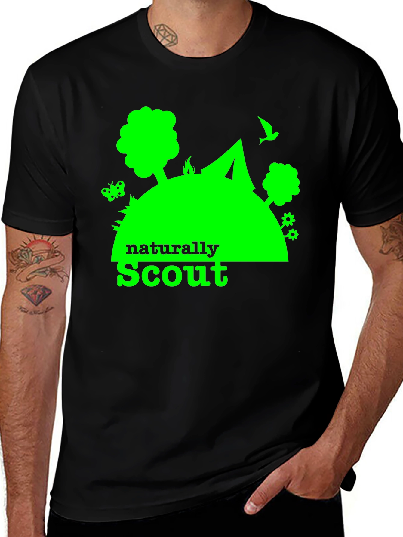 Variant 22 of Naturally Scout Graphic Tee - Green on Black
