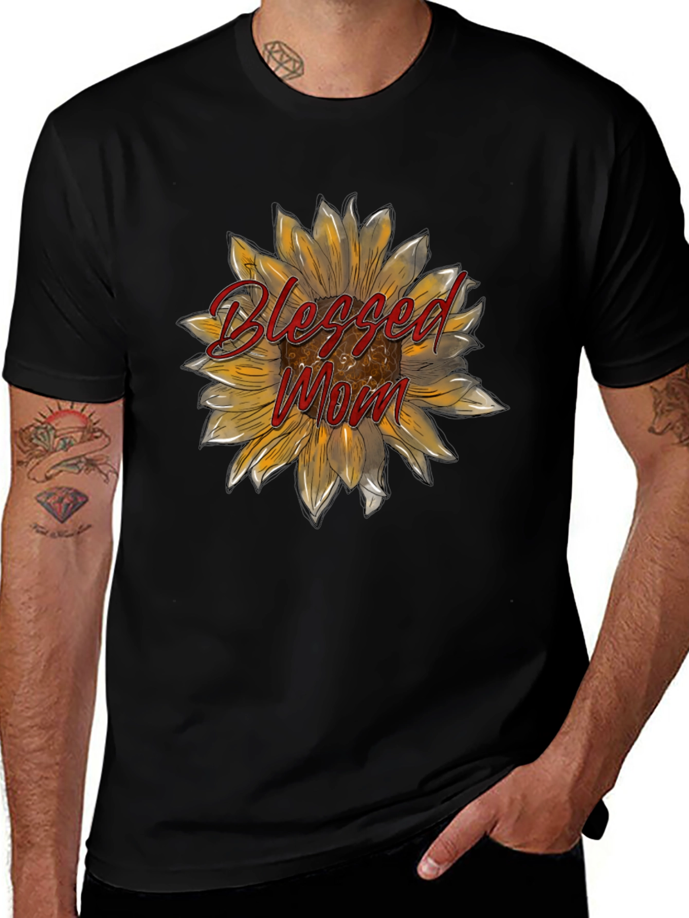 Variant 14 of Blessed Mom Sunflower Graphic T-Shirt