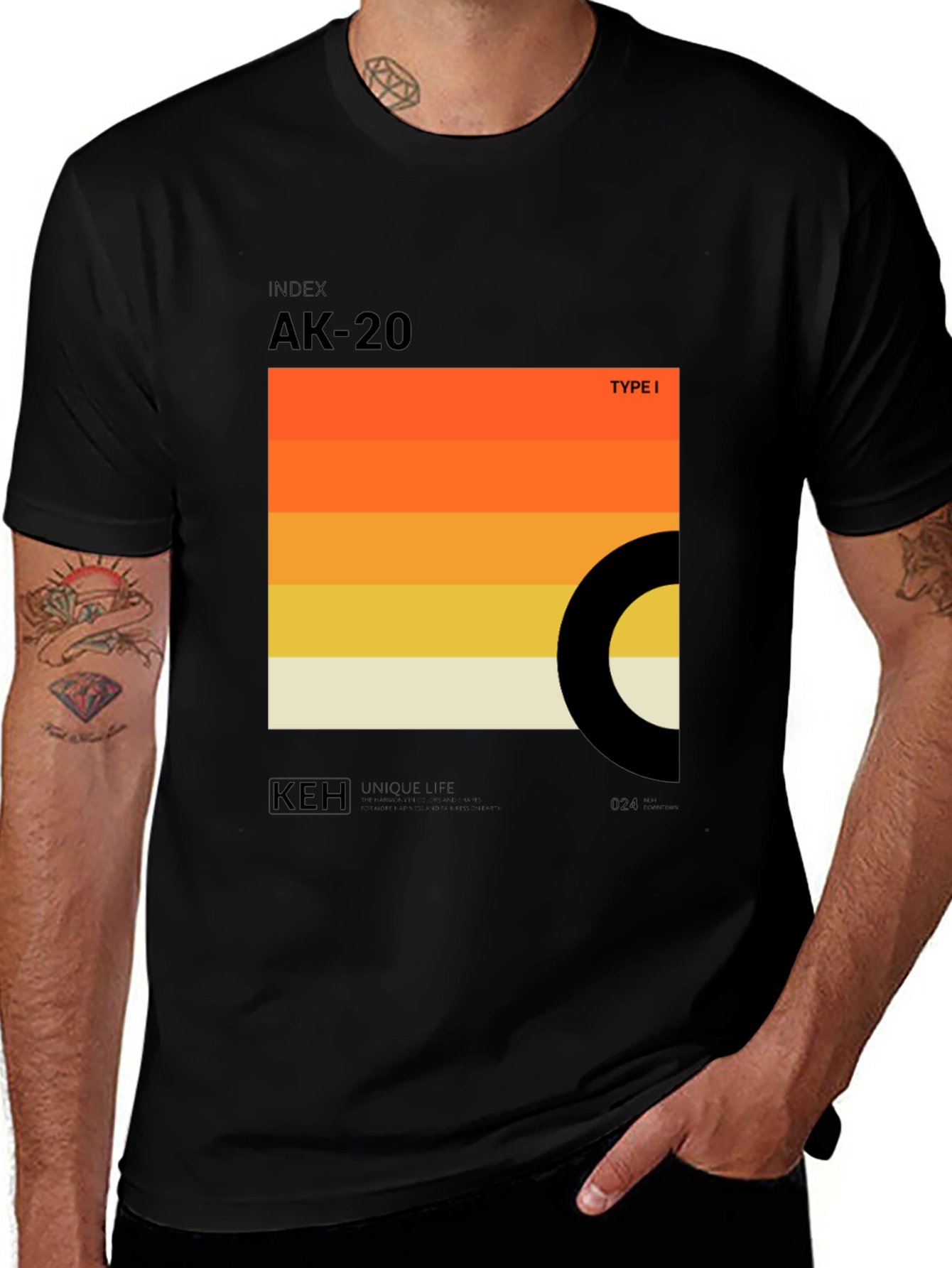 Variant 4 of Geometric Color Block T-Shirt - AK-20 Retro Design