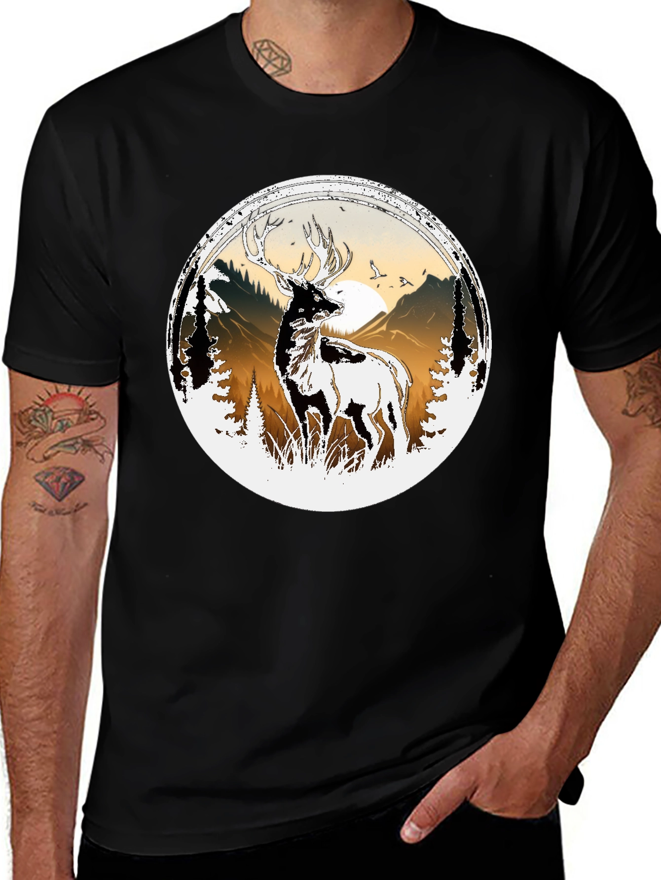 Variant 28 of Deer Mountain Scene Graphic Tee