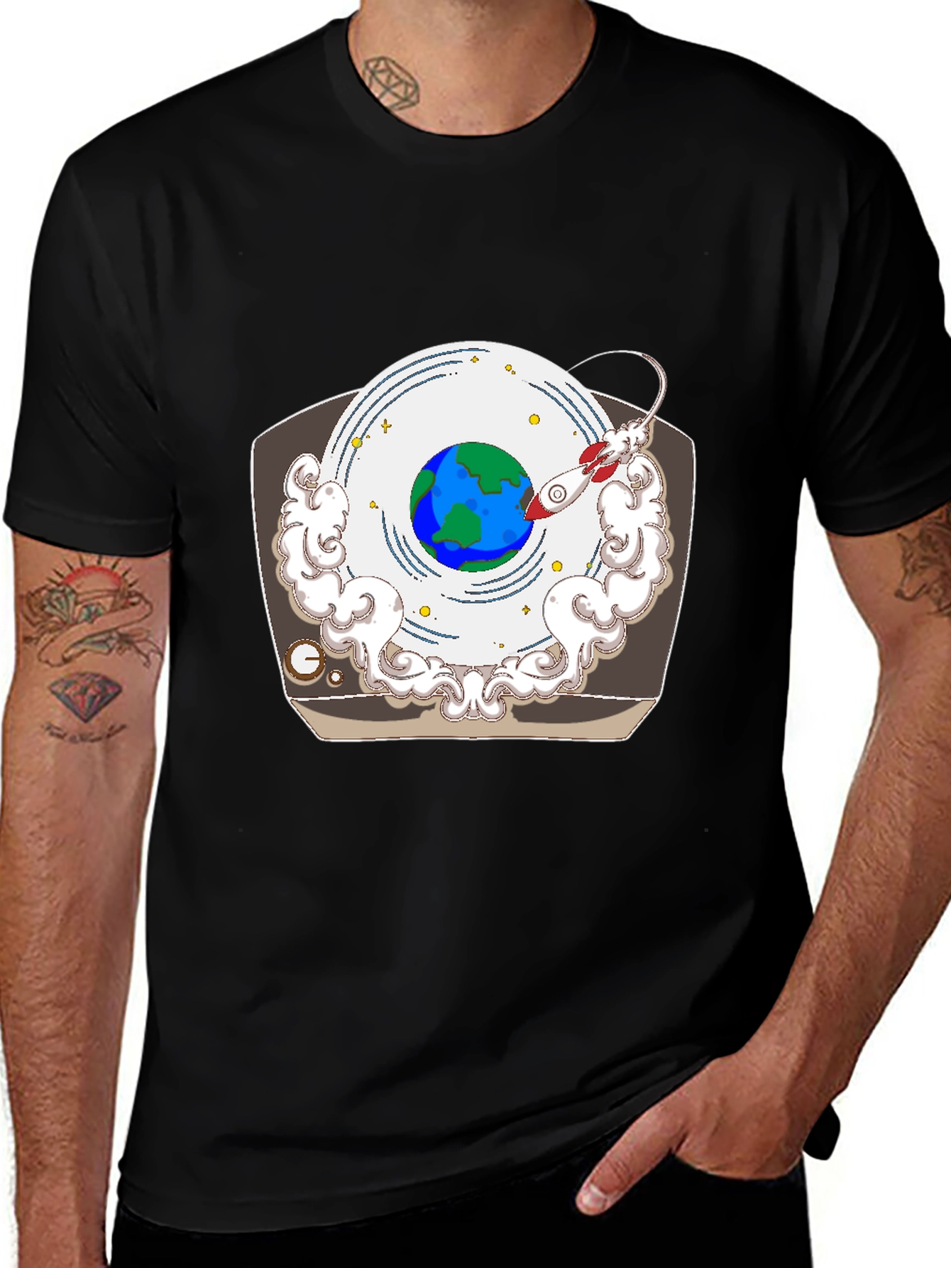 Variant 25 of Earth Orbit Rocket T-Shirt - Classic Design