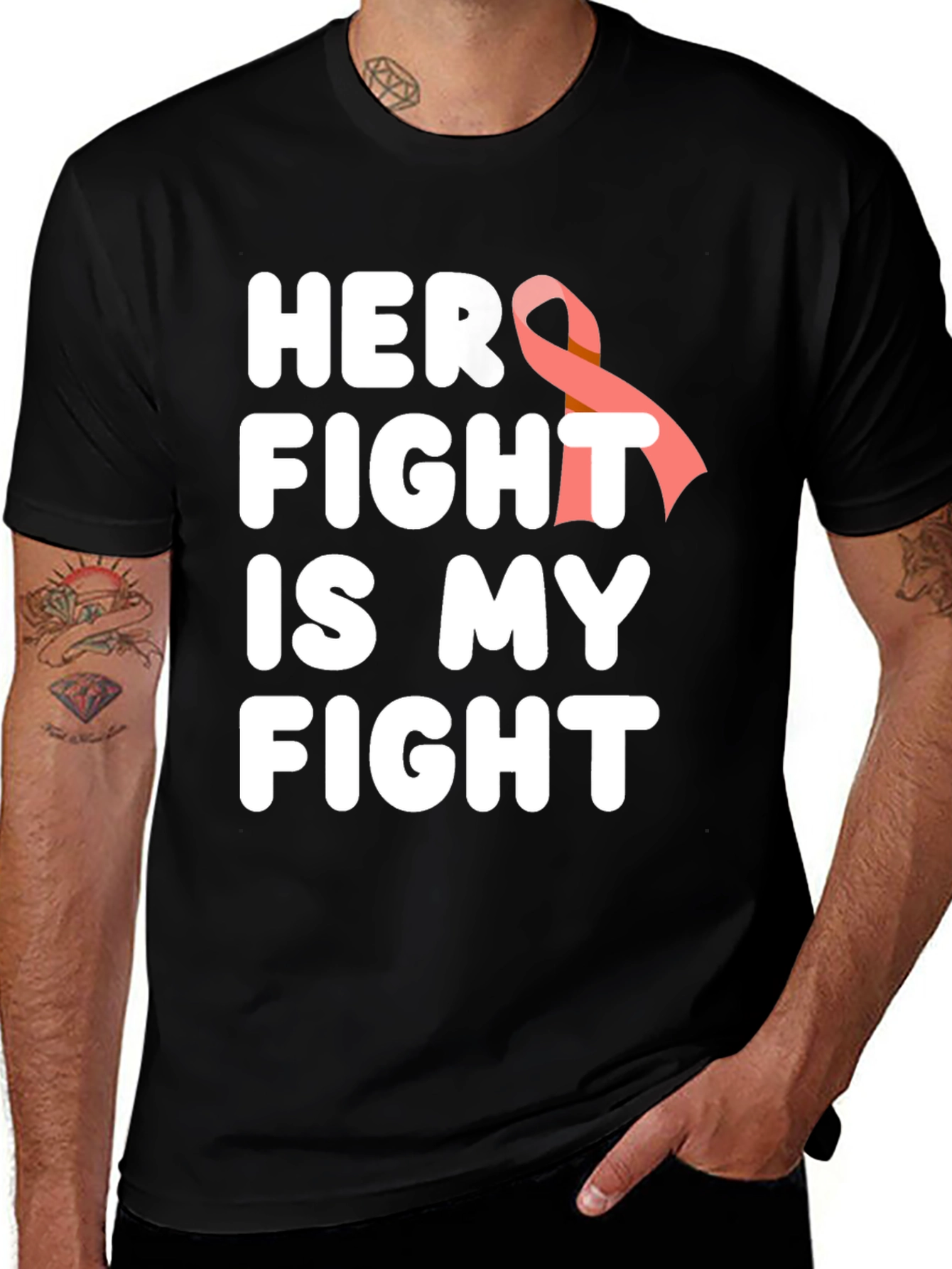 Variant 6 of Her Fight Is My Fight Cancer Awareness T-Shirt