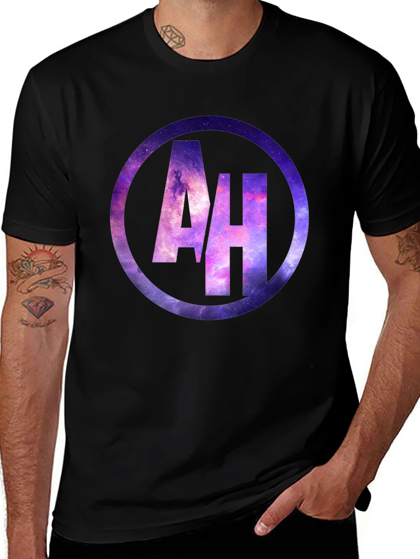 Variant 26 of AH Galaxy Circle Graphic Black T-Shirt