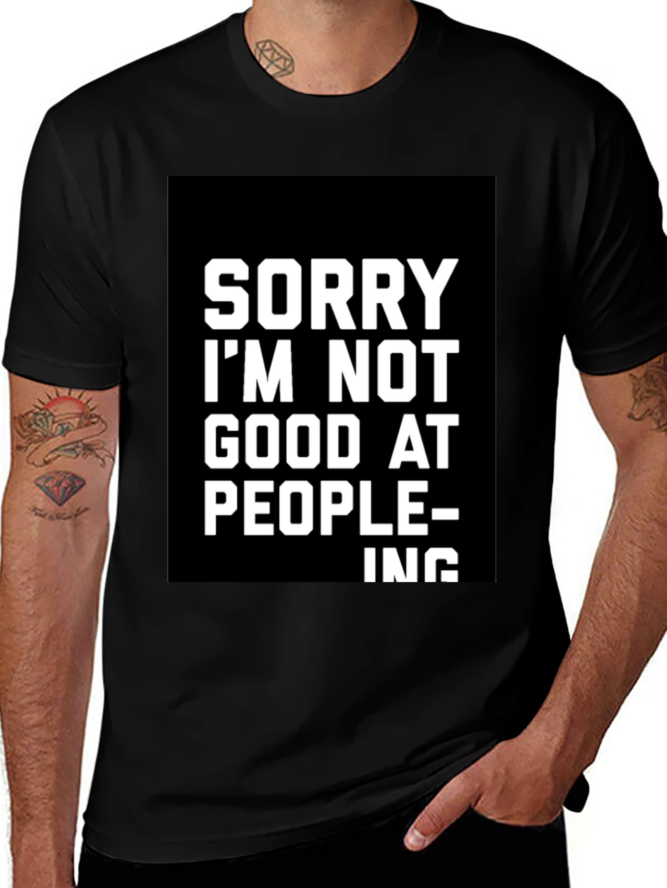 Variant 9 of Funny Sarcastic 'Sorry' Graphic Tee - Black
