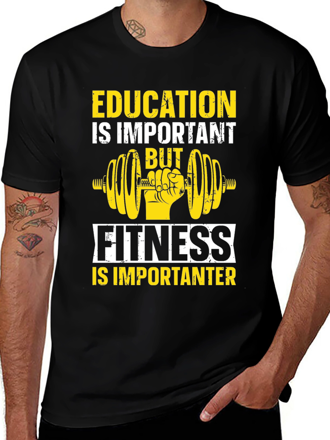 Variant 4 of Education vs Fitness Graphic T-Shirt
