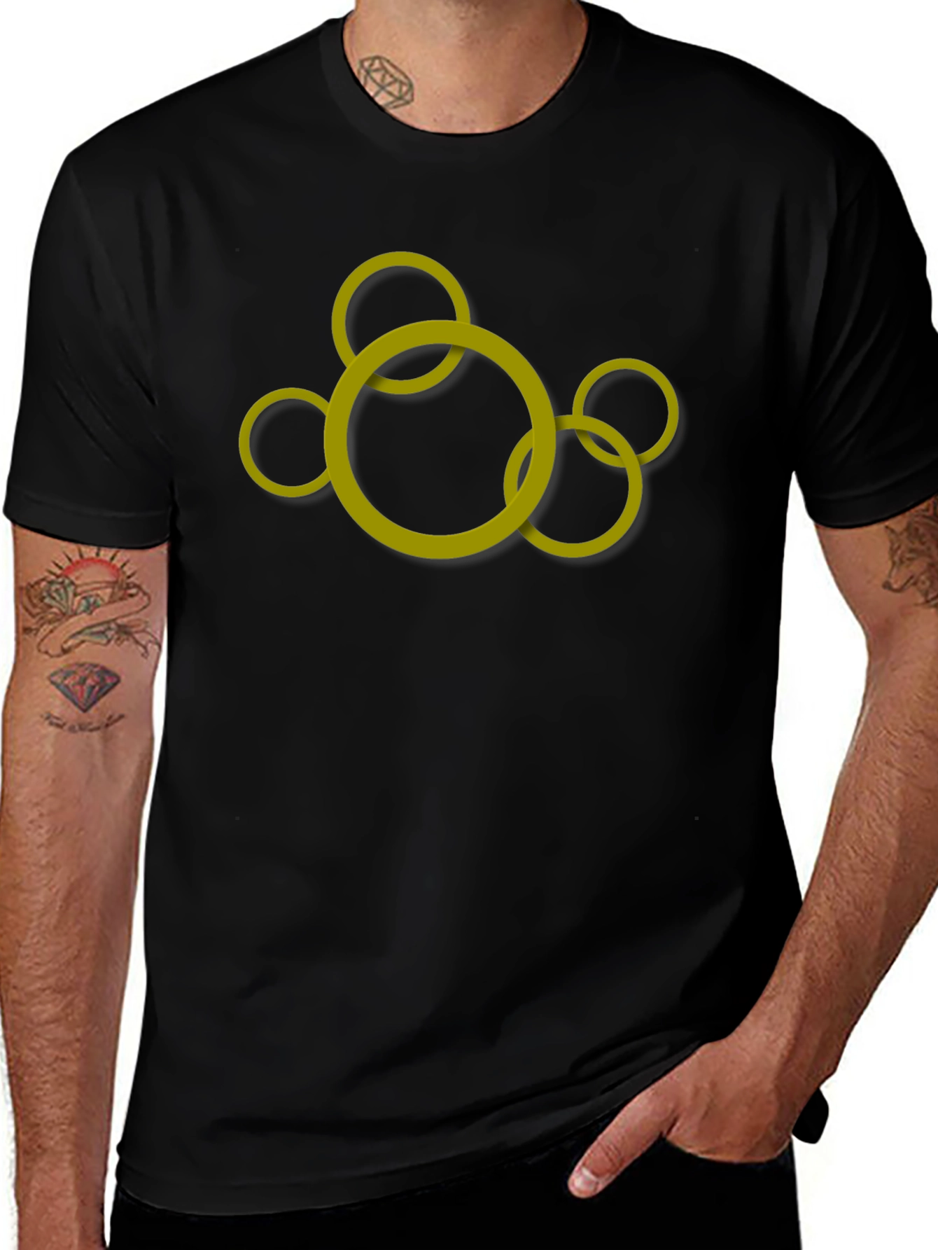 Variant 25 of Modern Circles Graphic Black T-Shirt