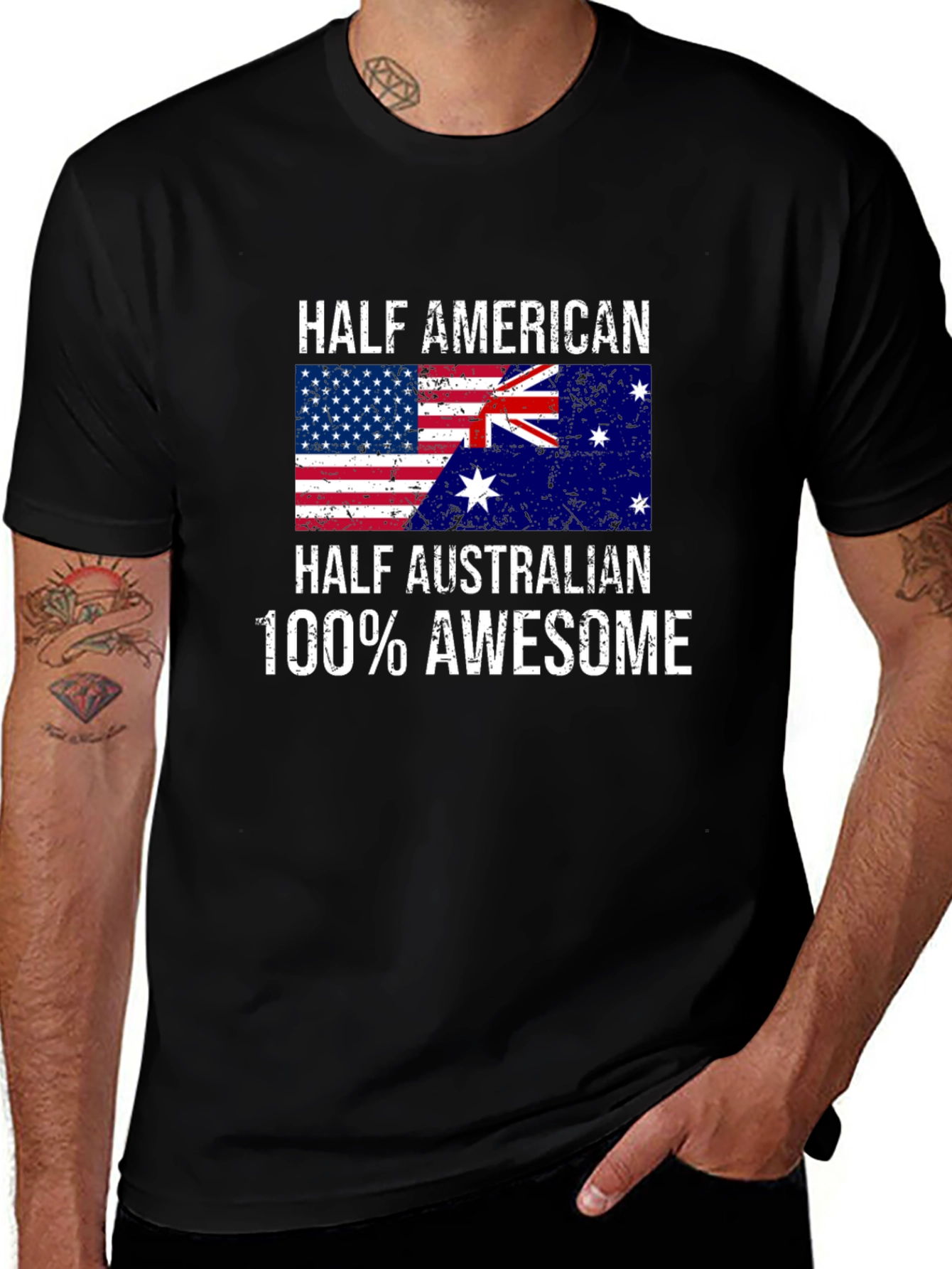 Variant 19 of Half American Half Australian Awesome Graphic Tee