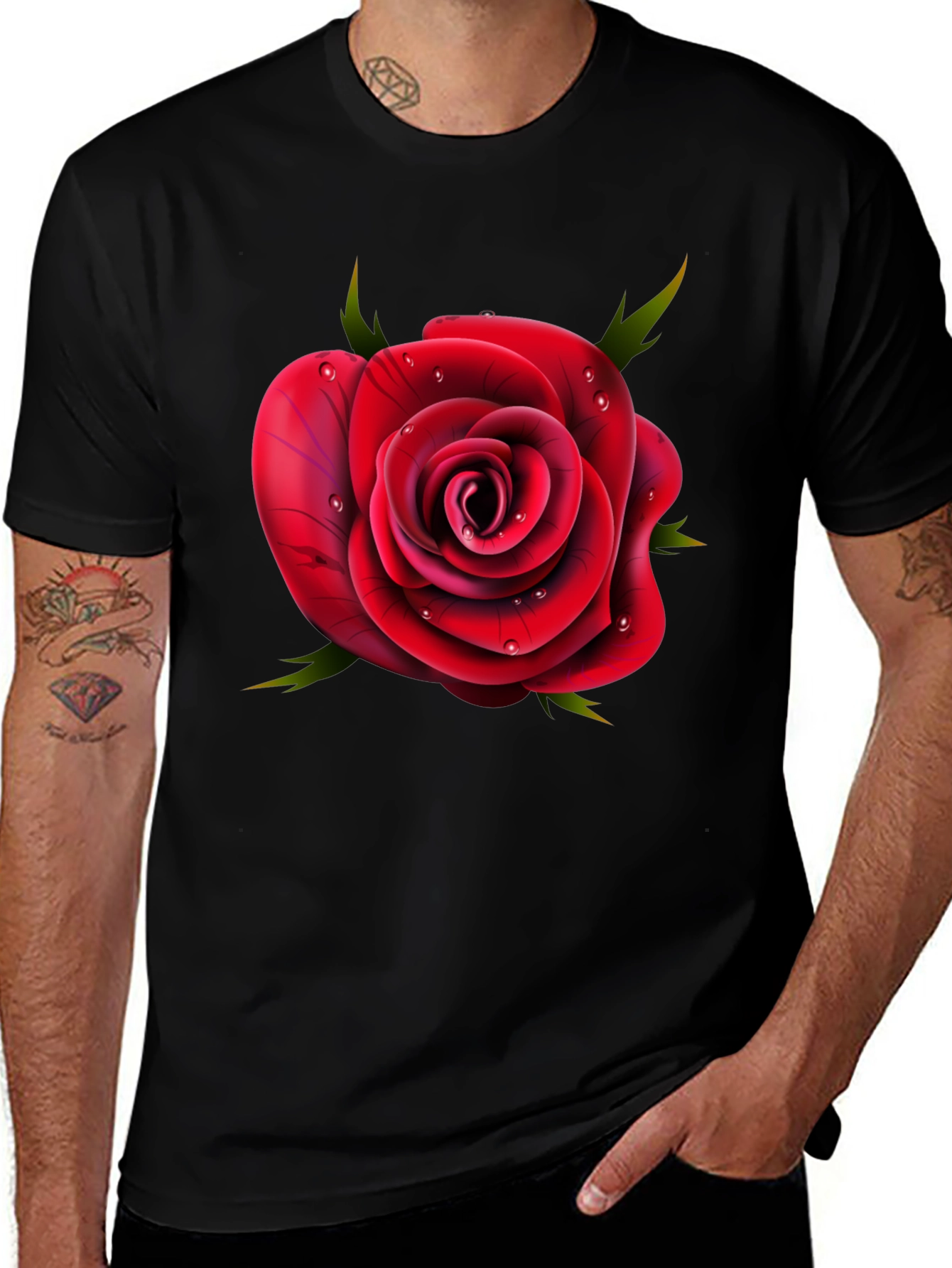 Variant 10 of Rose Graphic T-Shirt - Elegant Floral Design