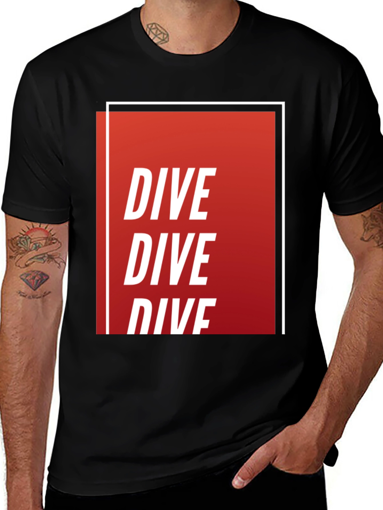 Variant 6 of Dive Repeated Graphic T-Shirt - Black