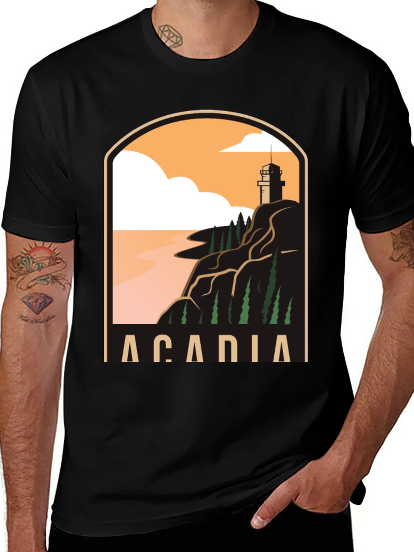 Acadia National Park T-Shirt - Coastal Lighthouse Graphic Tee