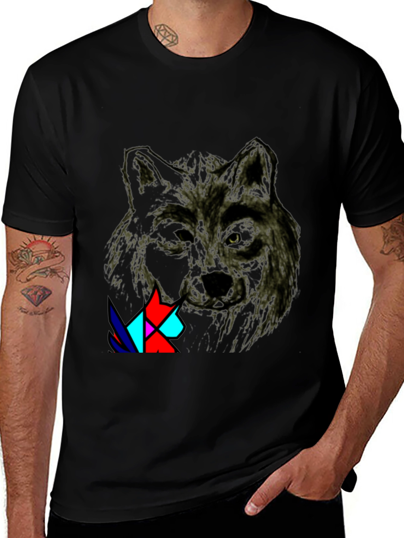 Variant 10 of Wolf Graphic Print Black T-Shirt