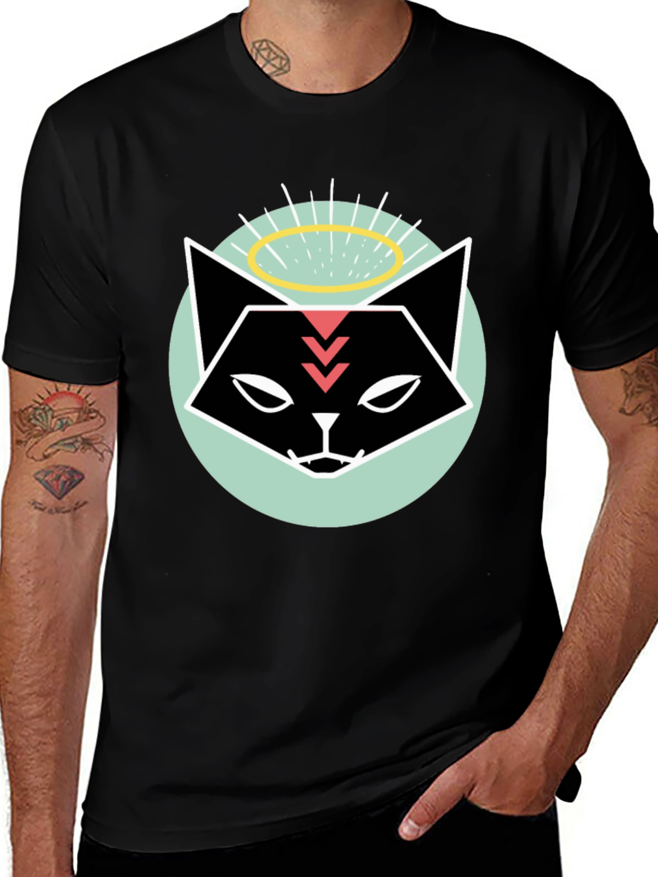 Variant 14 of Cool Cat Graphic T-Shirt - Stylish Black Tee