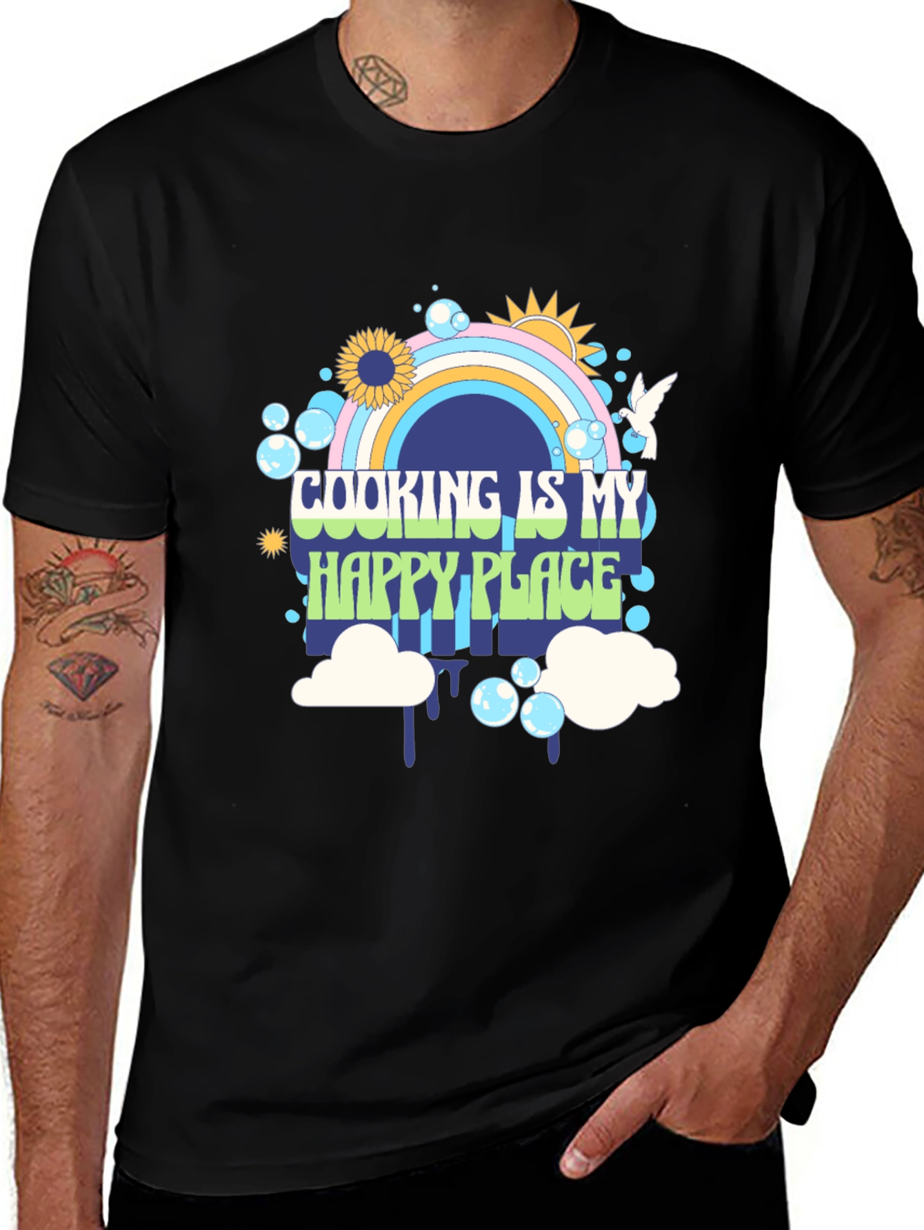 Variant 29 of Cooking is My Happy Place Black T-Shirt
