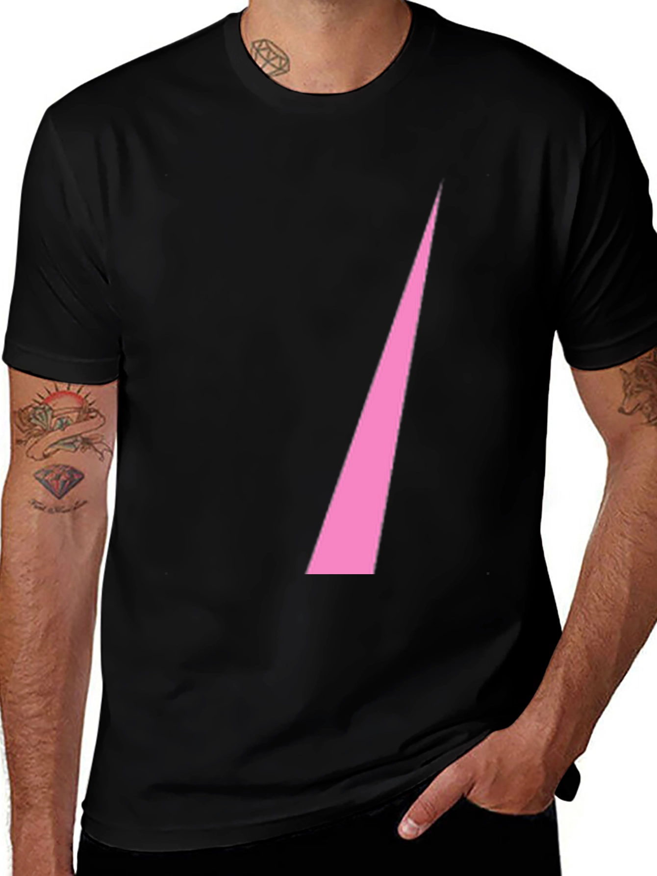 Variant 6 of Pink Triangle Graphic Black T-Shirt