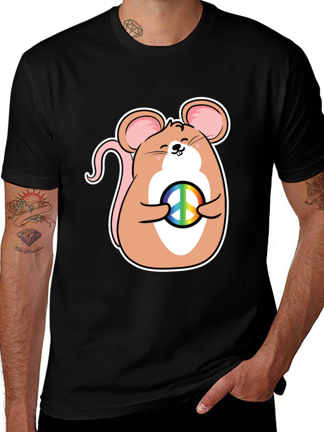 Variant 23 of Cute Mouse Peace Sign Graphic T-Shirt