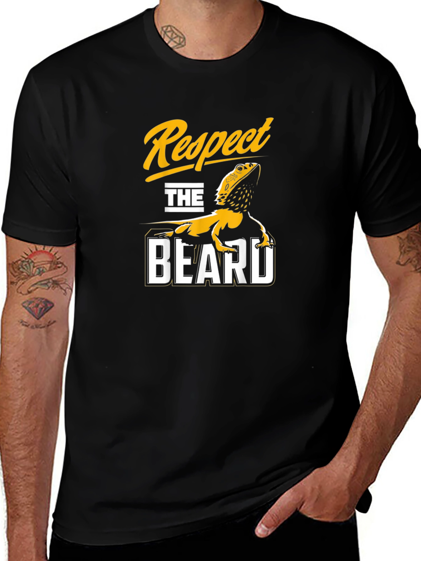 Variant 29 of Respect the Beard T-Shirt - Bearded Dragon Design