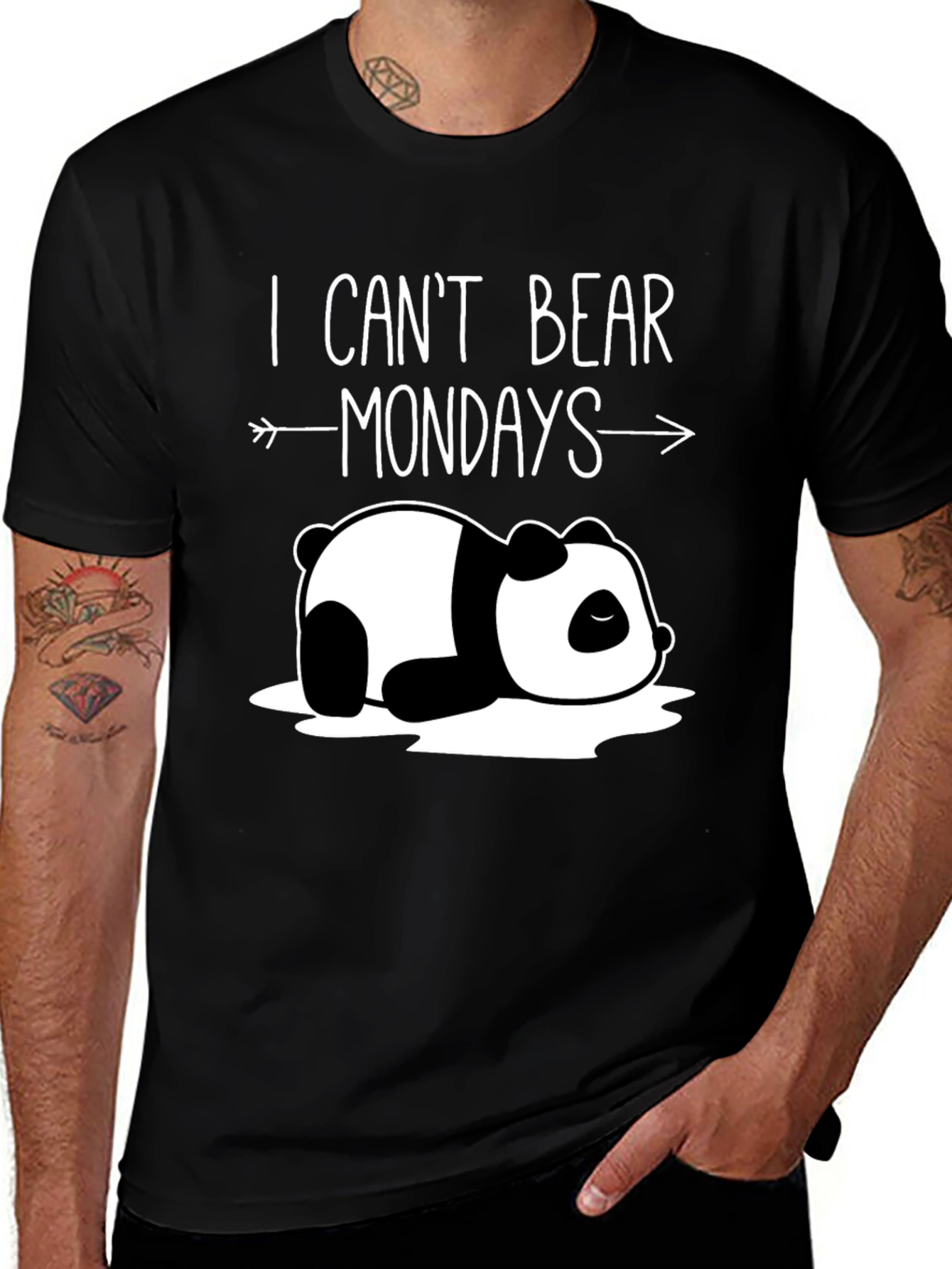 Variant 7 of Funny Panda Graphic Tee - I Can't Bear Mondays T-Shirt