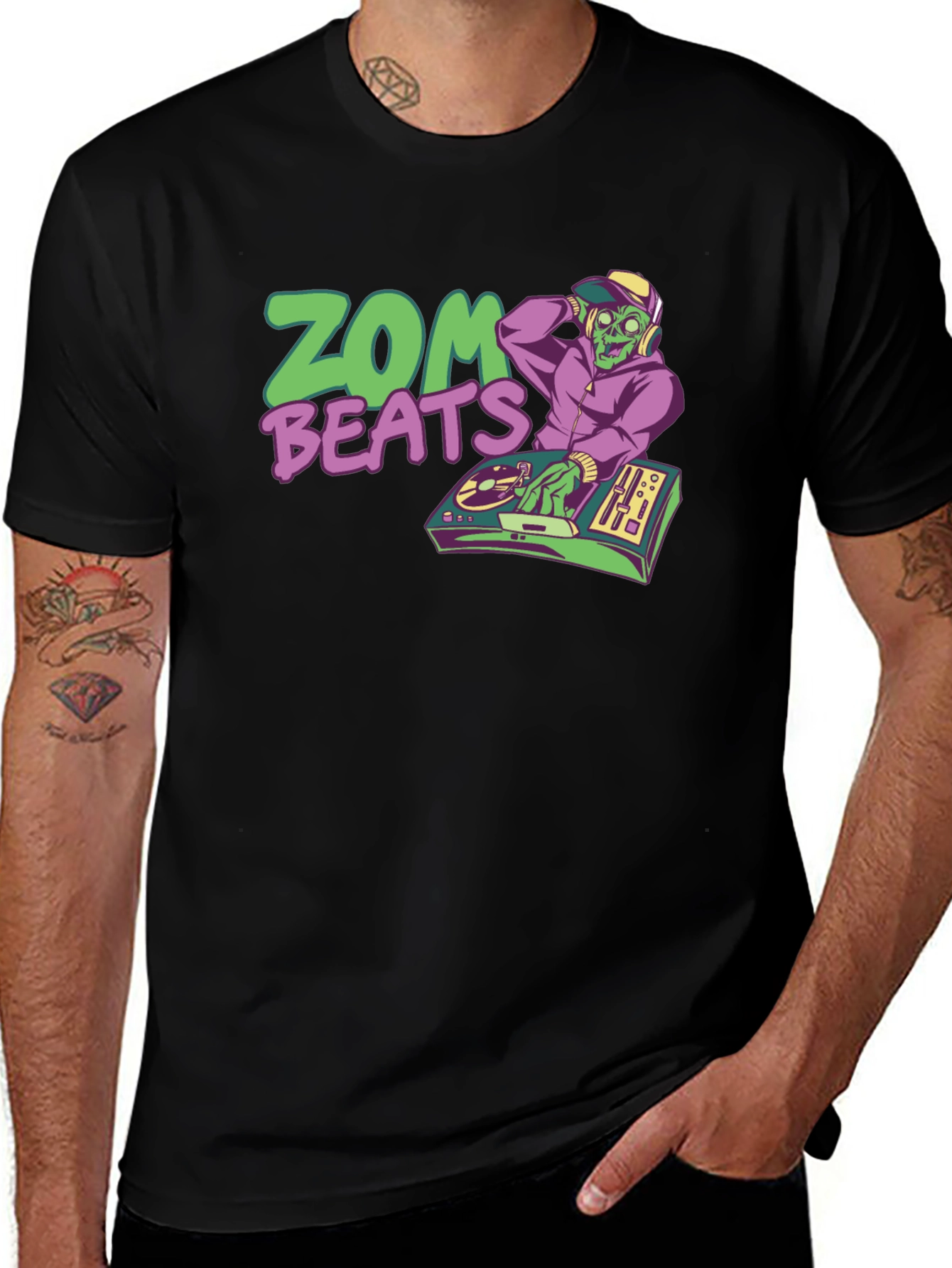 Variant 17 of ZomBeats Black T-Shirt - DJ Zombie Graphic Tee