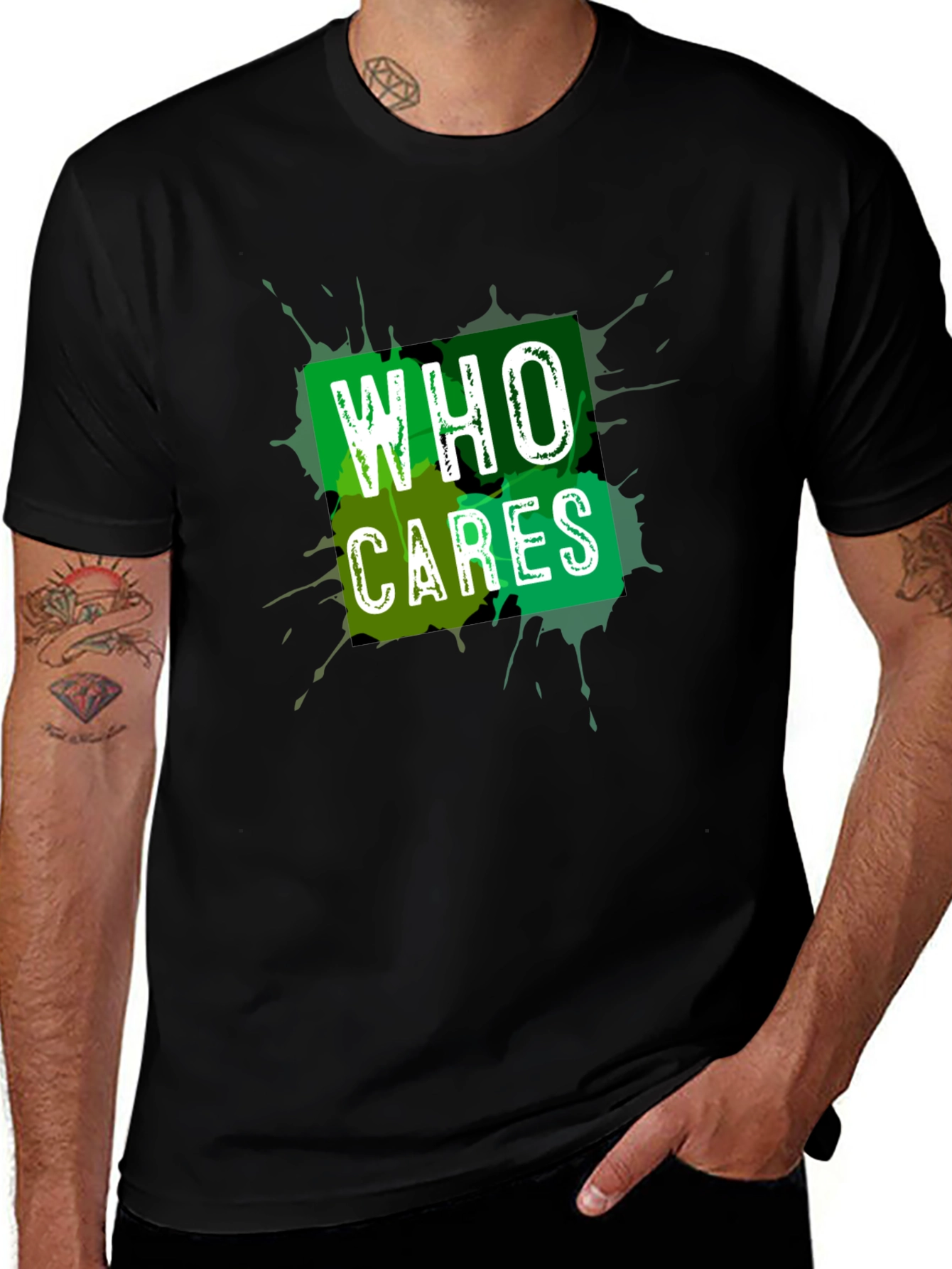 Variant 19 of Who Cares Graphic Tee - Black Cotton T-Shirt