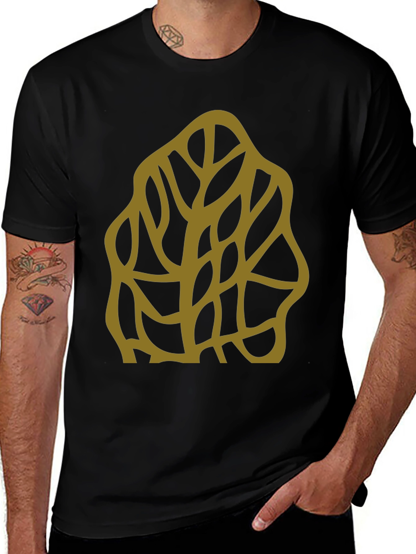 Variant 22 of Abstract Branch Graphic Black T-Shirt
