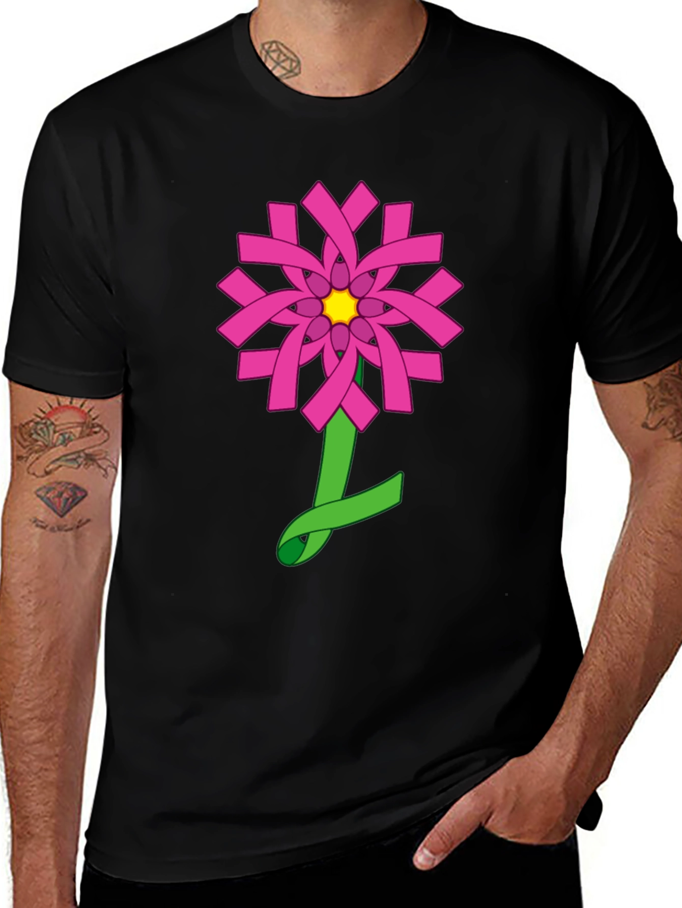 Variant 16 of Floral Ribbon T-Shirt - Modern Graphic Tee