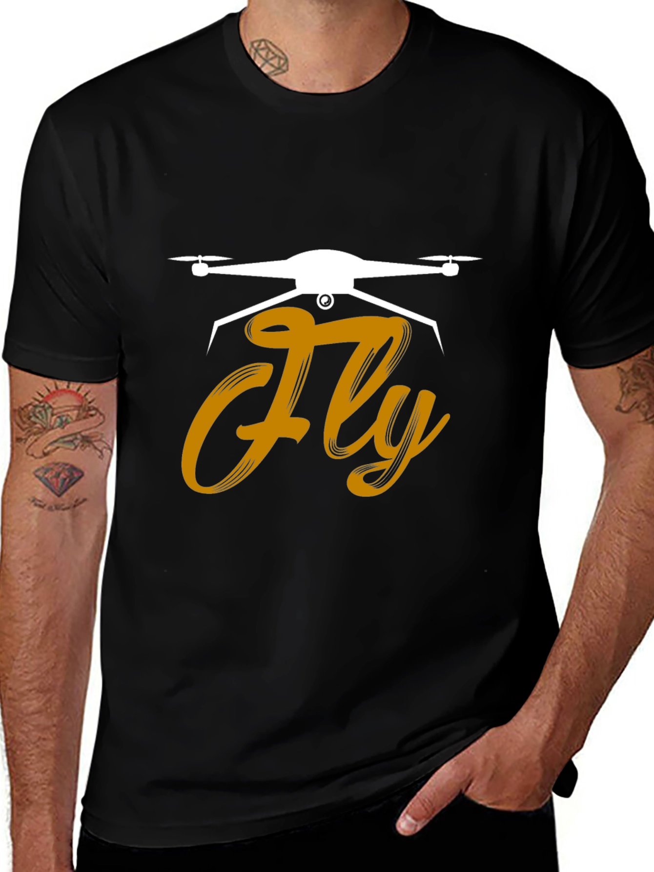 Variant 15 of Fly Drone Graphic Tee - Black Cotton T-Shirt