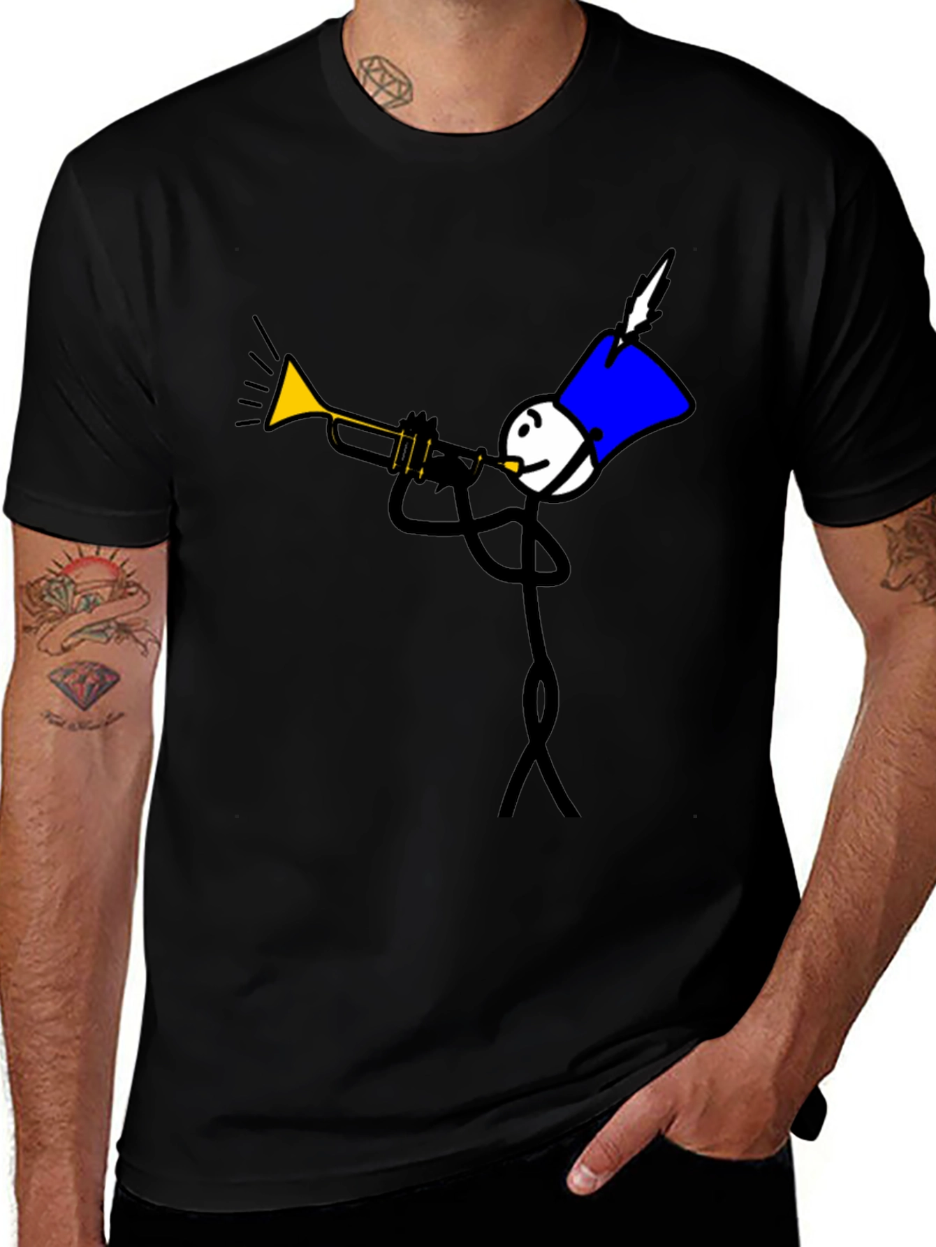 Variant 4 of Stick Figure Trumpet Player Graphic Tee