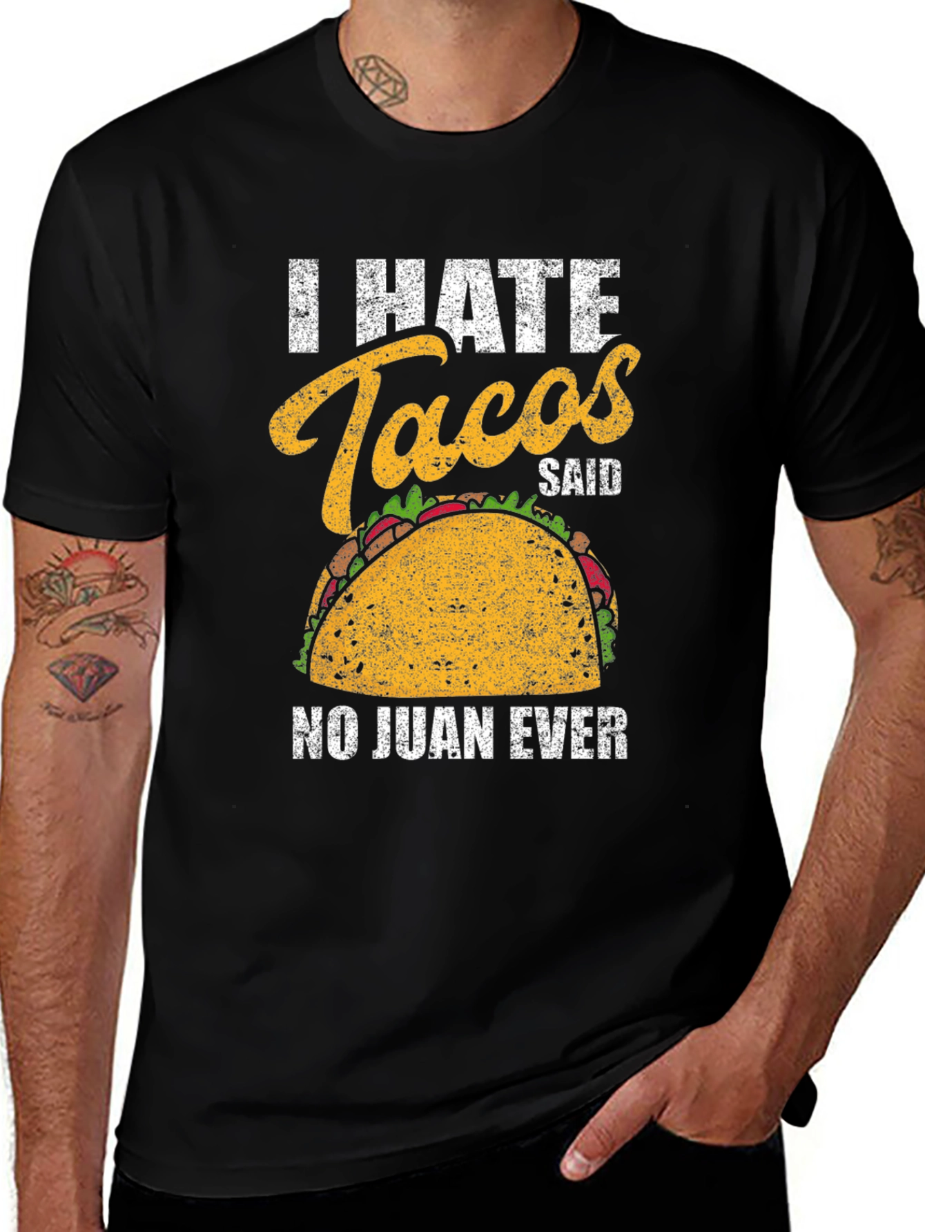 Black I Hate Tacos T-Shirt - Funny Taco Lover Tee main image