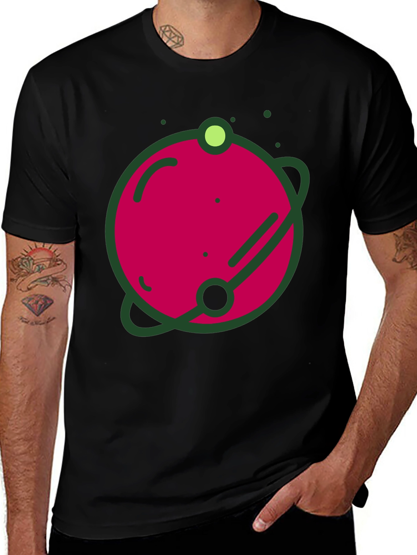 Variant 20 of Planet Graphic Black T-Shirt - Stylish Casual Wear