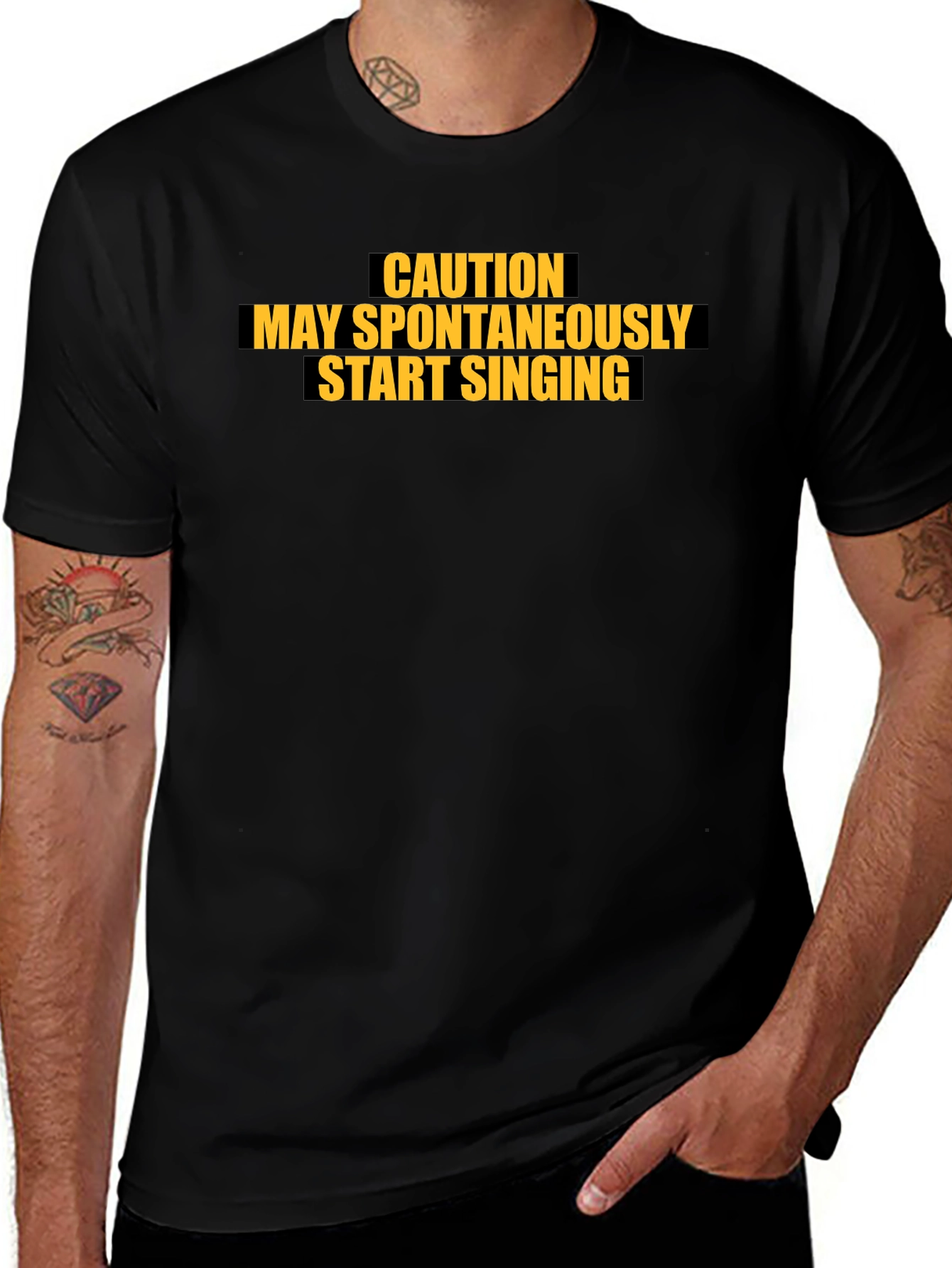 Variant 11 of Caution May Spontaneously Start Singing Black T-Shirt