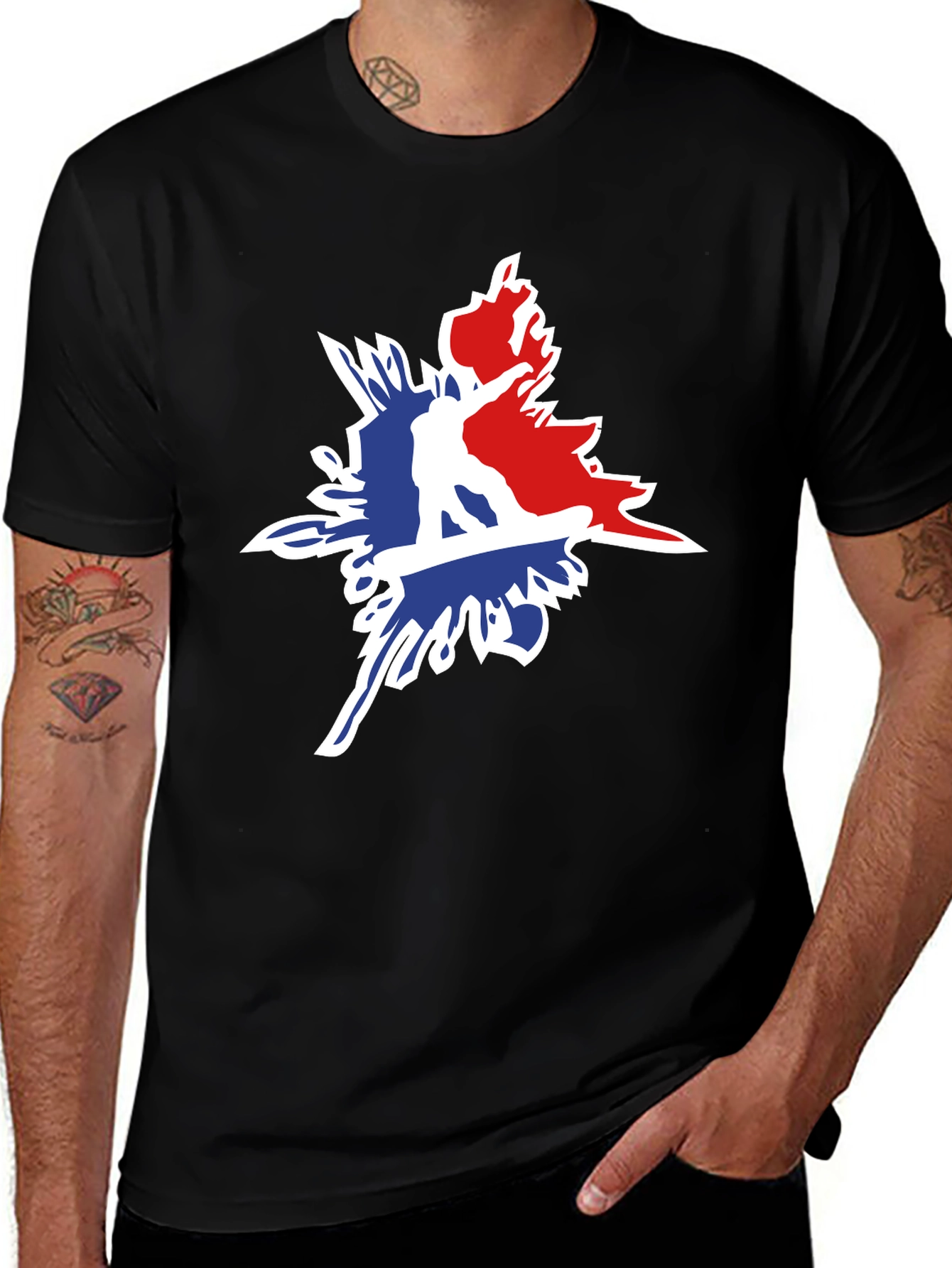 Variant 20 of Patriotic Skier Graphic Tee - Cool Casual Design