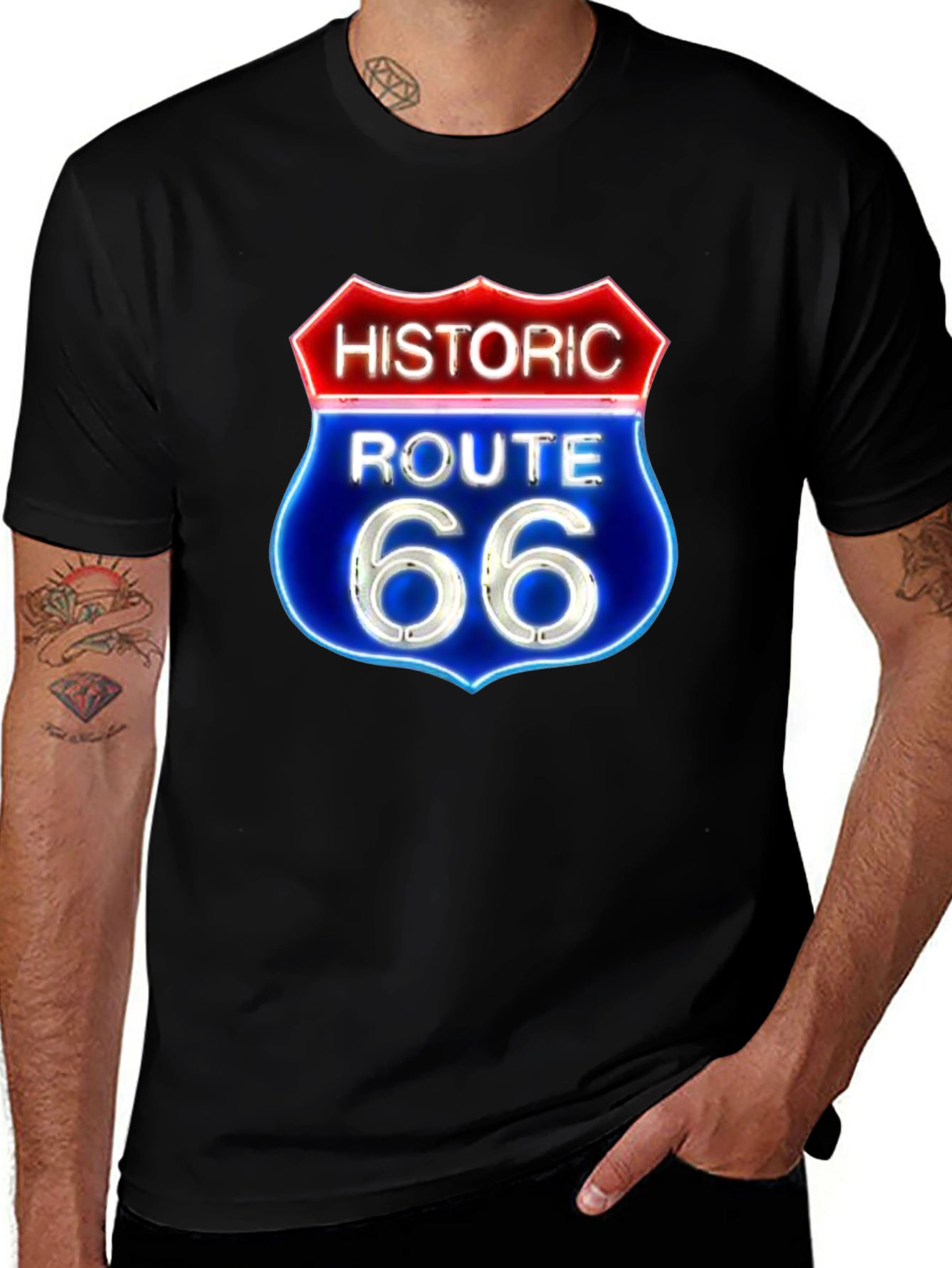 Historic Route 66 Graphic Tee - Black