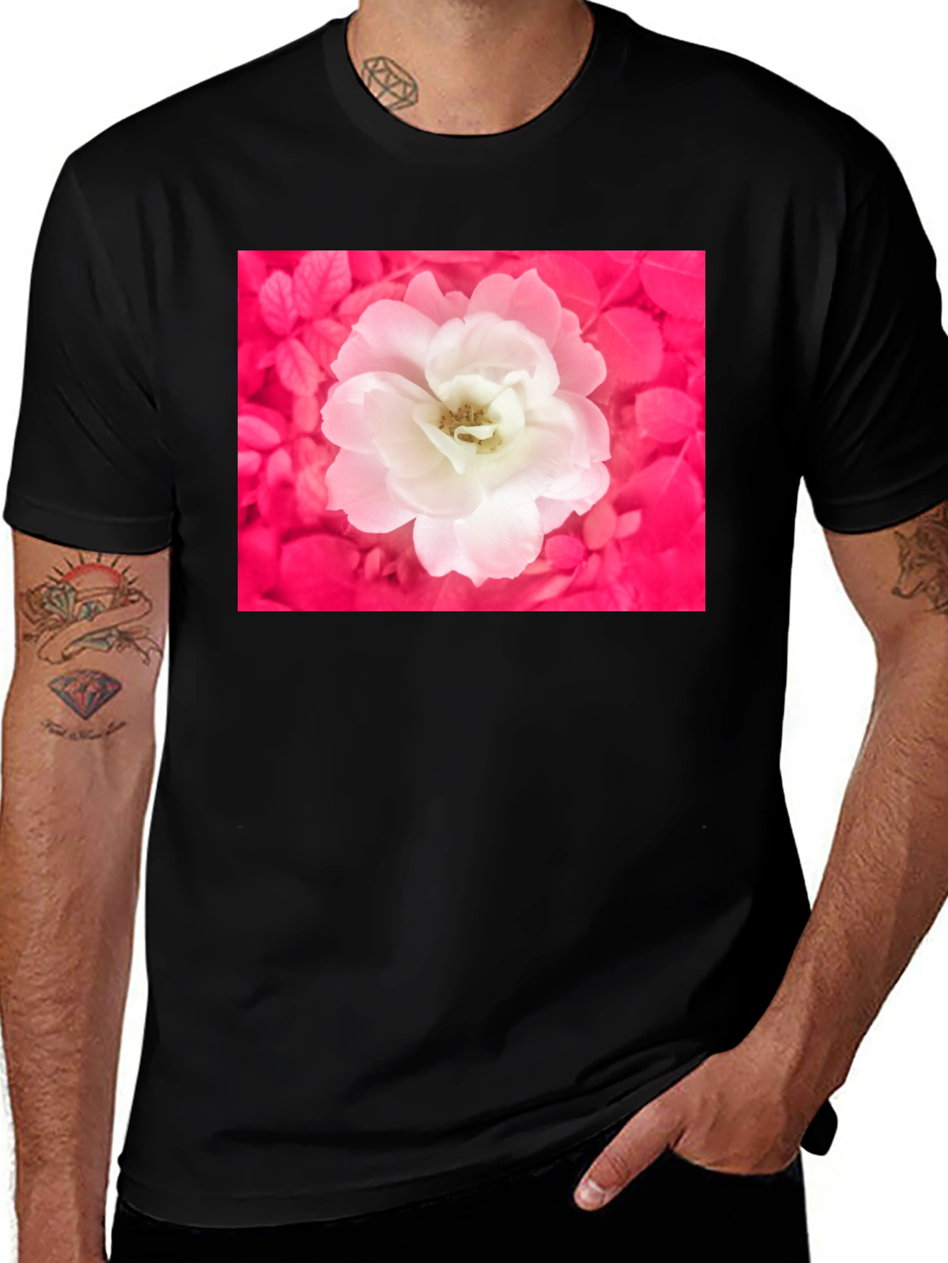 Variant 2 of Floral Print Black T-Shirt