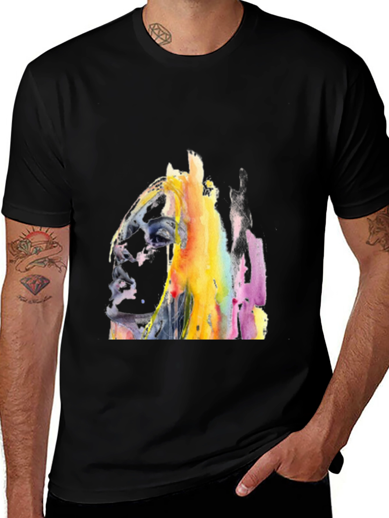 Variant 10 of Abstract Watercolor Horse Graphic T-Shirt