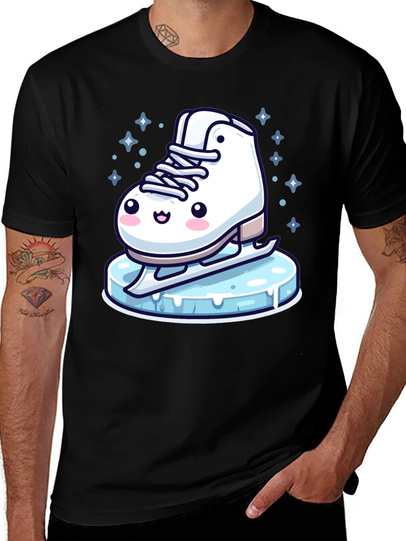 Variant 9 of Cute Ice Skate Graphic Tee - Black