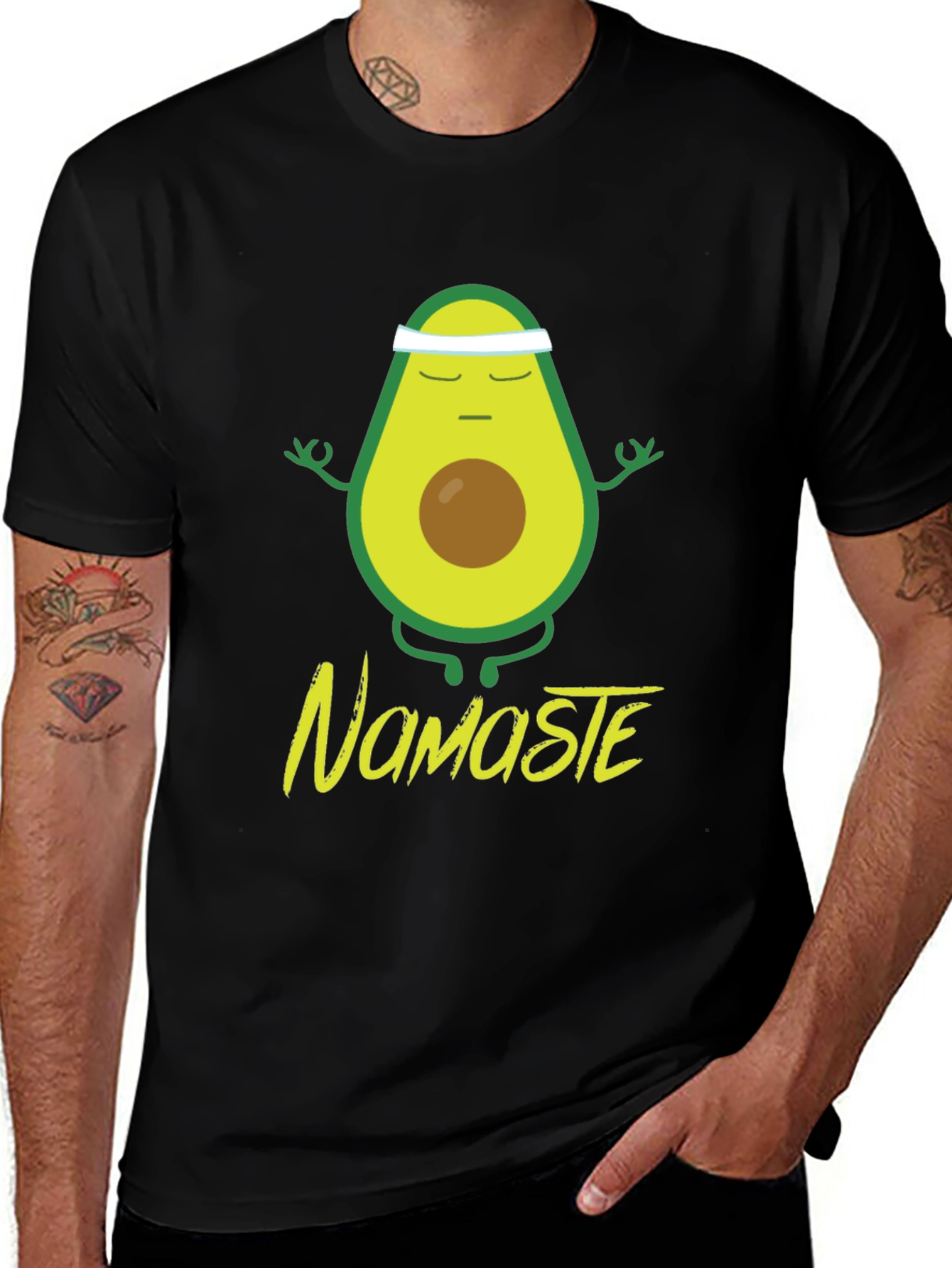Variant 25 of Namaste Avocado Men's Black T-Shirt