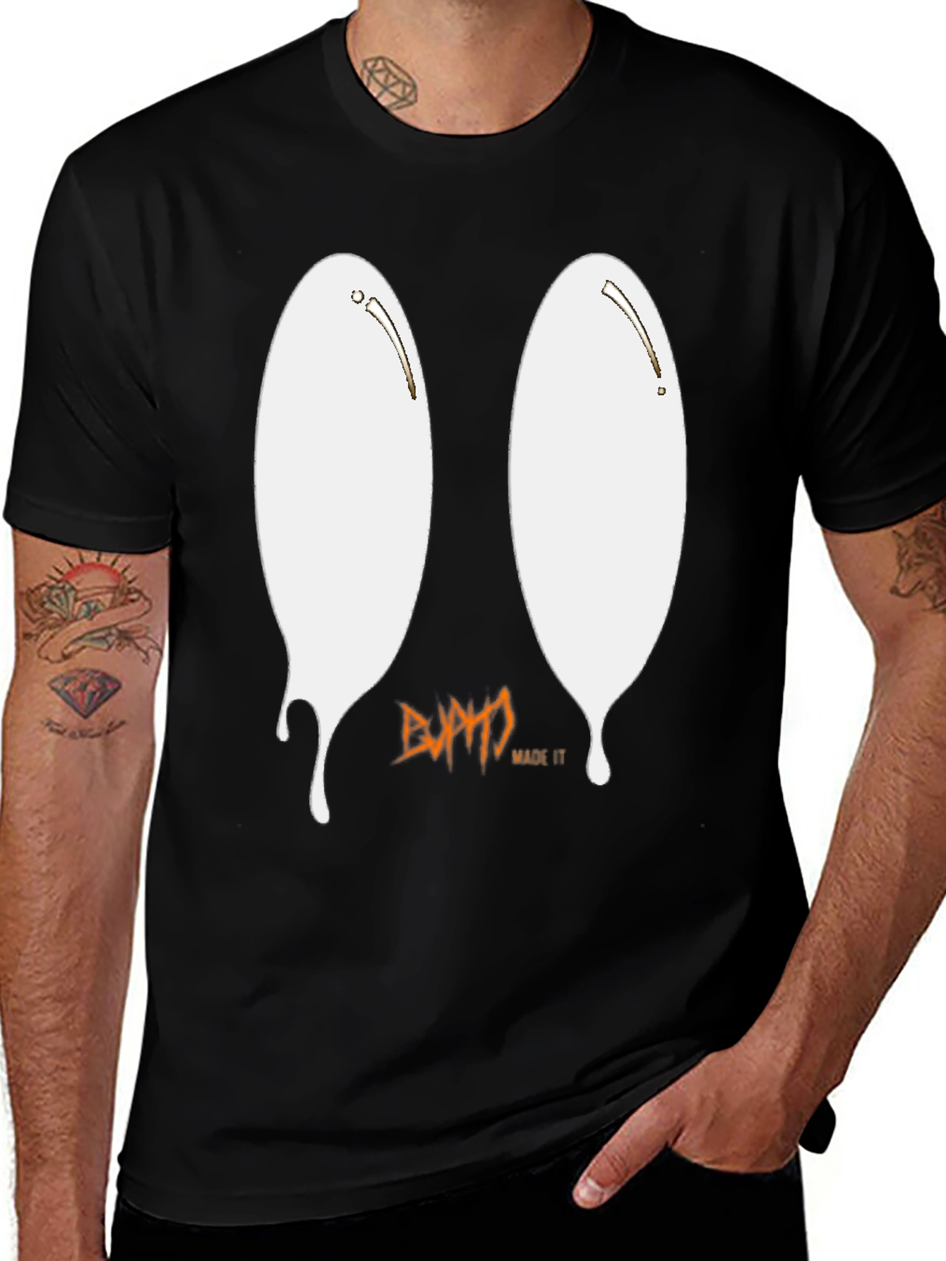 Variant 8 of Ghostly Drip Graphic Tee - Soft Black Cotton