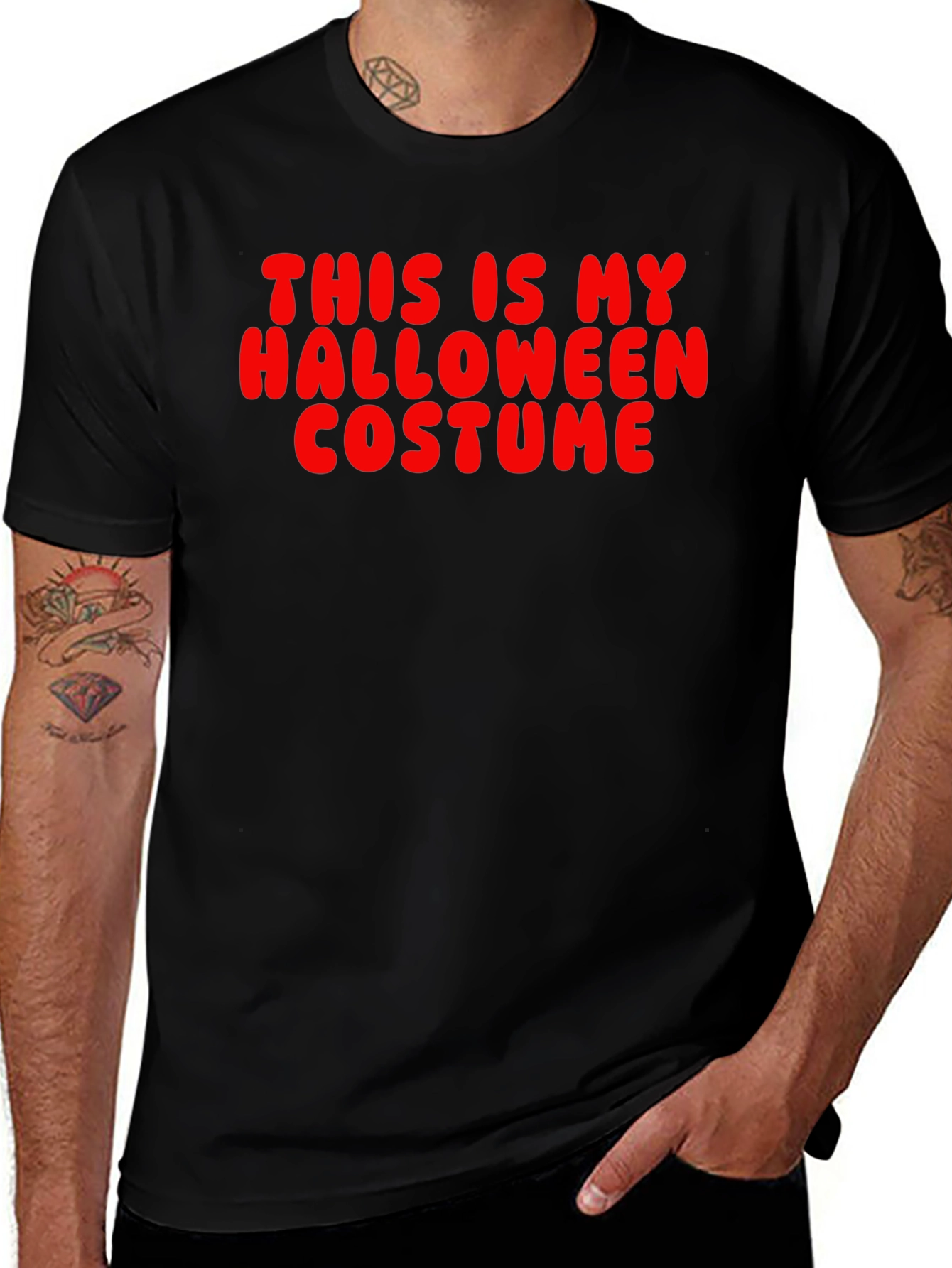 Variant 24 of Funny Halloween Costume T-Shirt - Red Text