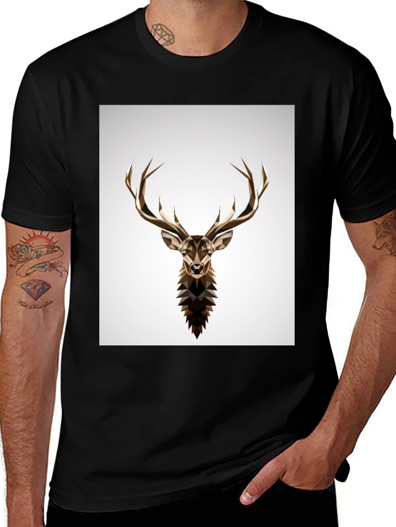 Variant 29 of Geometric Deer Head Graphic T-Shirt
