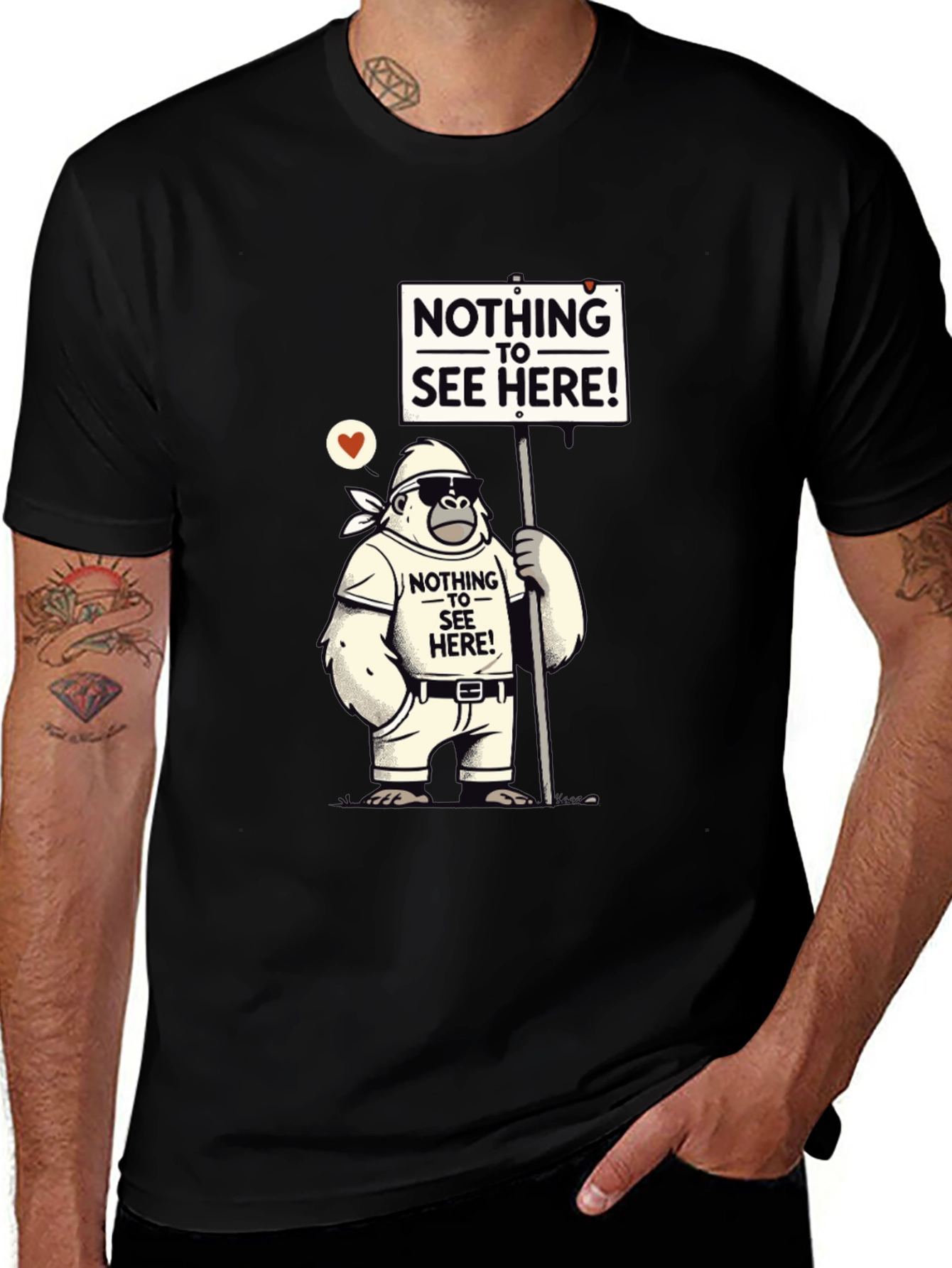 Variant 7 of Nothing to See Here Gorilla T-Shirt - Novelty Graphic Tee