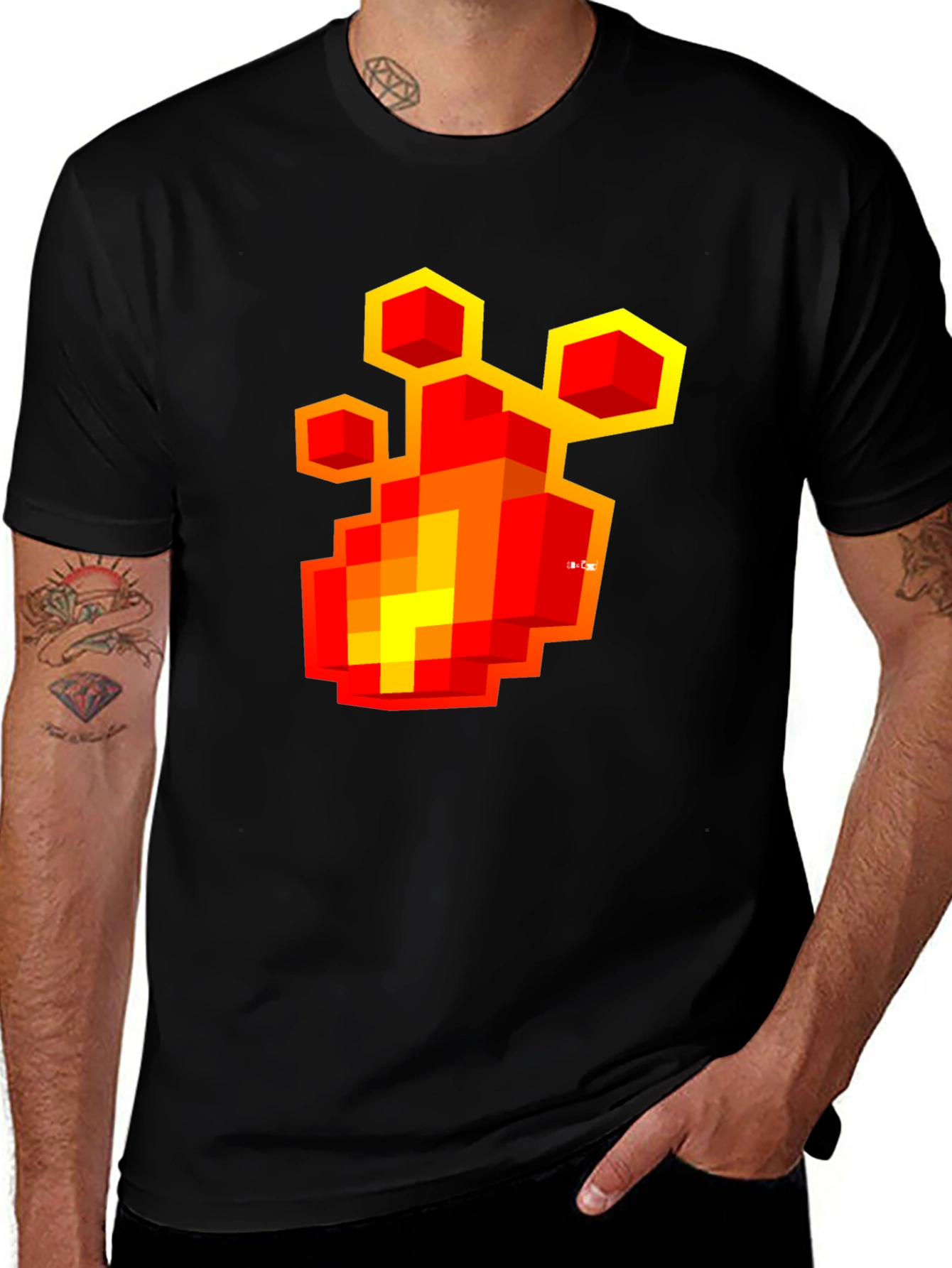 Minecraft Blaze T-Shirt - Gamer Pixelated Fire Tee