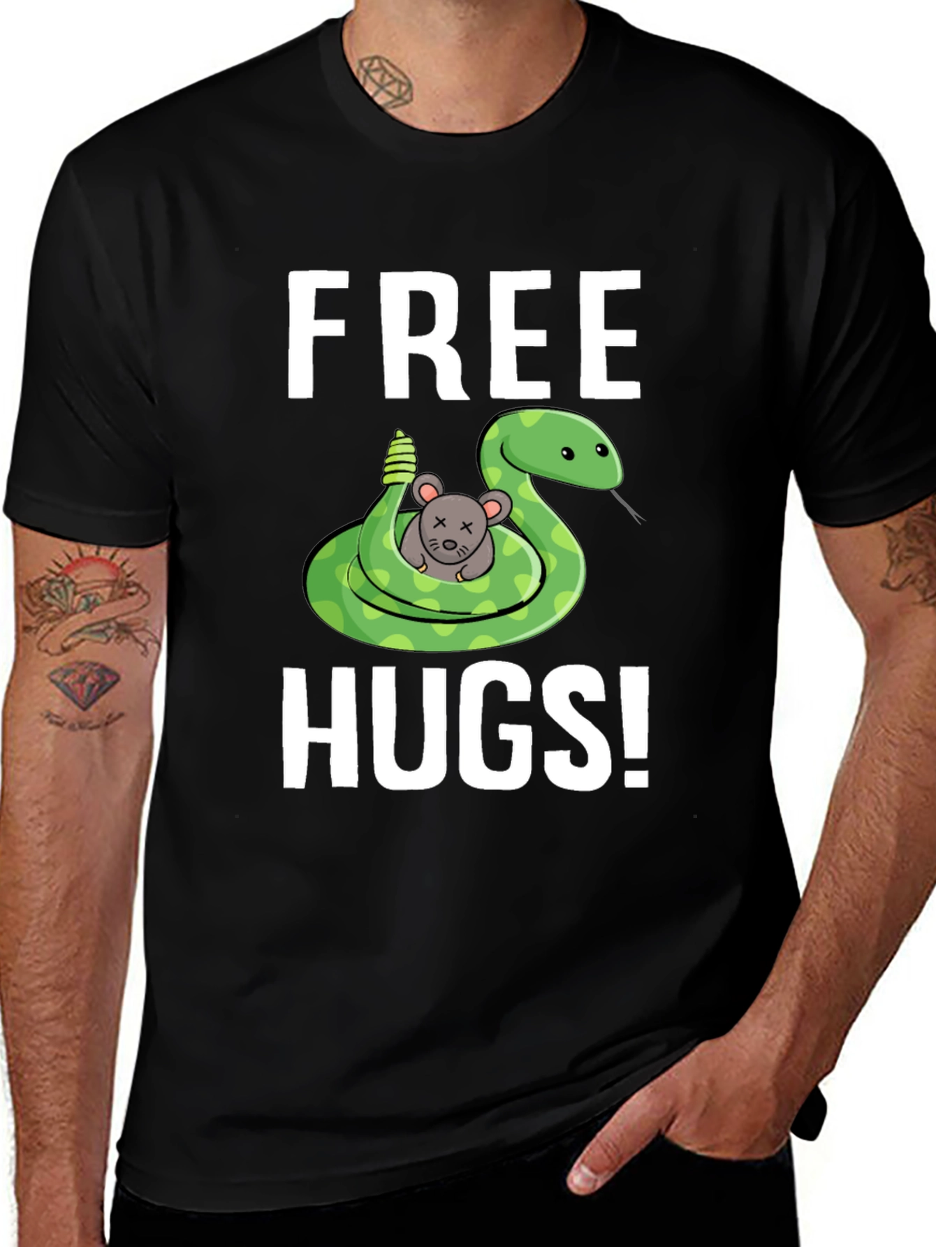 Variant 25 of Free Hugs Snake & Mouse Graphic Tee
