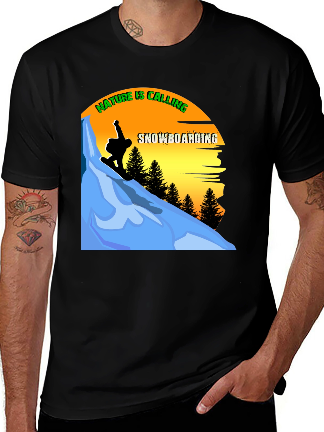 Variant 26 of Nature is Calling Snowboarding T-Shirt
