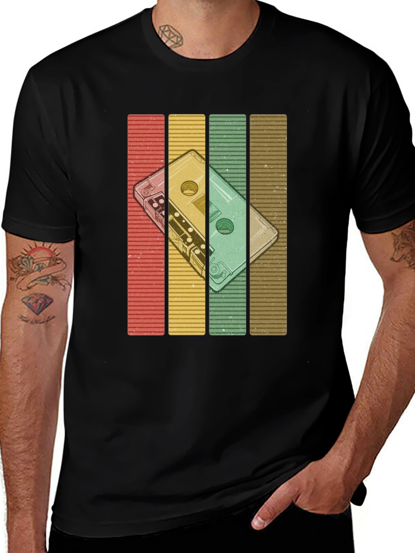Variant 13 of Retro Cassette Tape Graphic Tee - Vintage Style Black T-Shirt